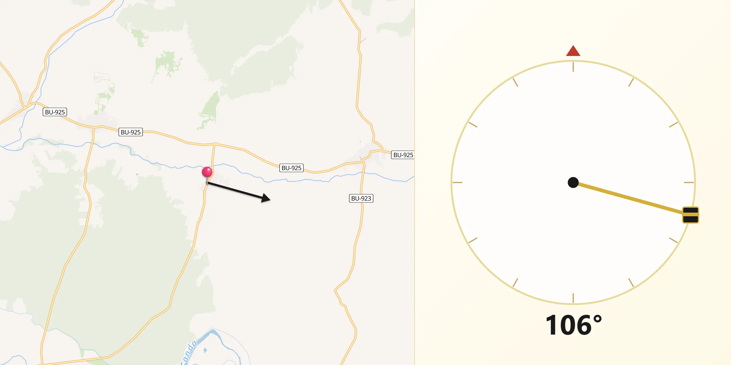 Dirección de la Qibla desde San Juan del Monte