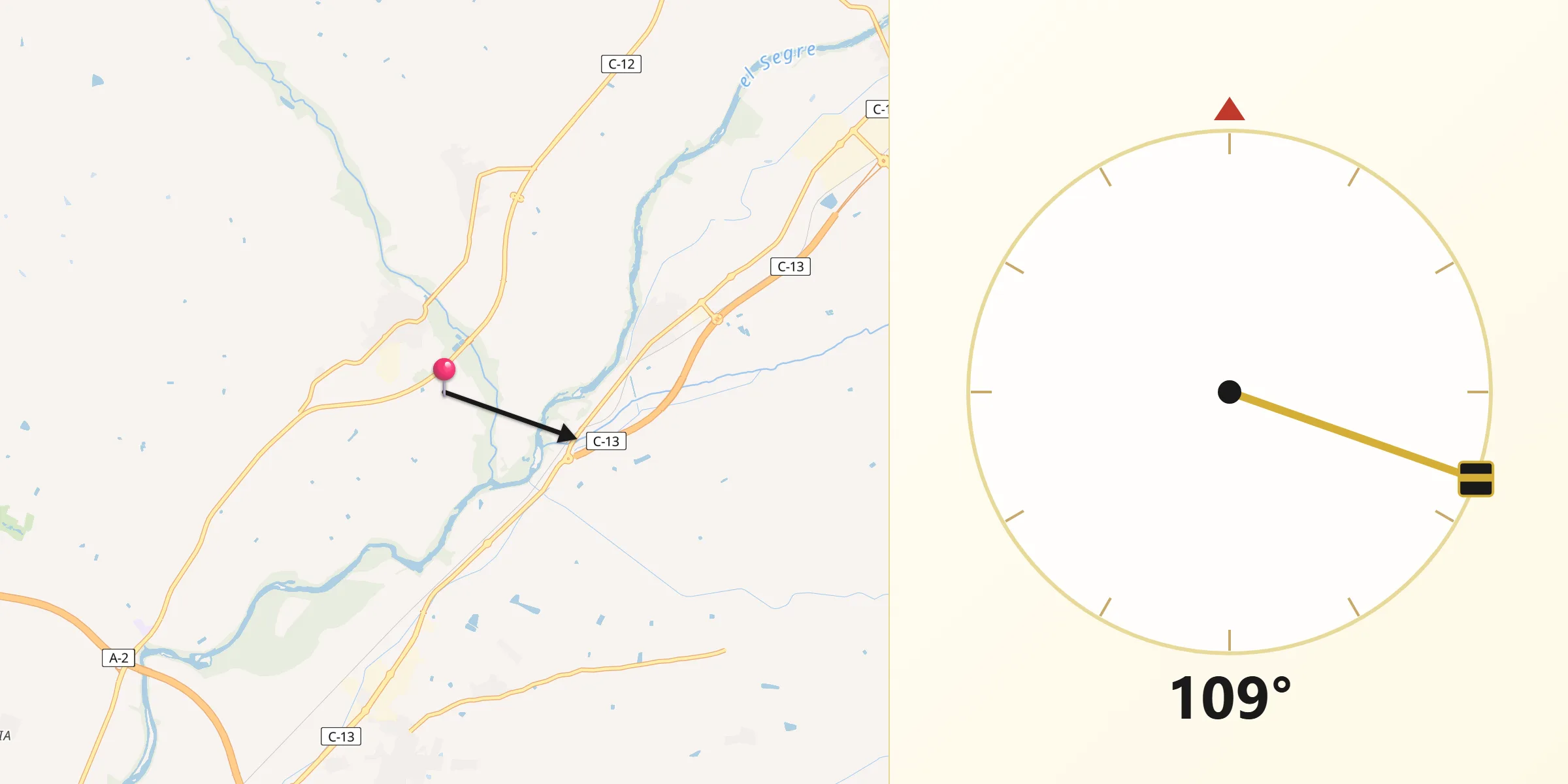 Dirección de la Qibla desde Corbins