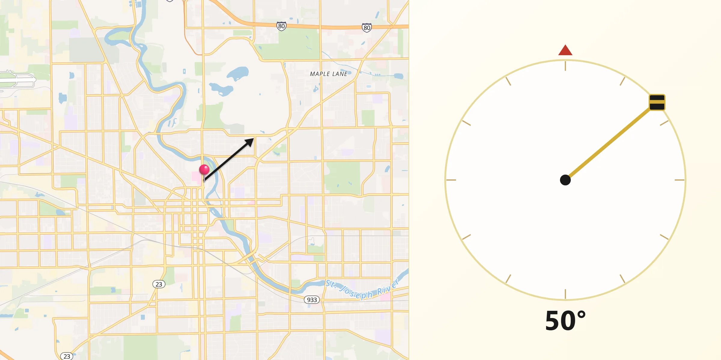 Qibla Direction from South Bend