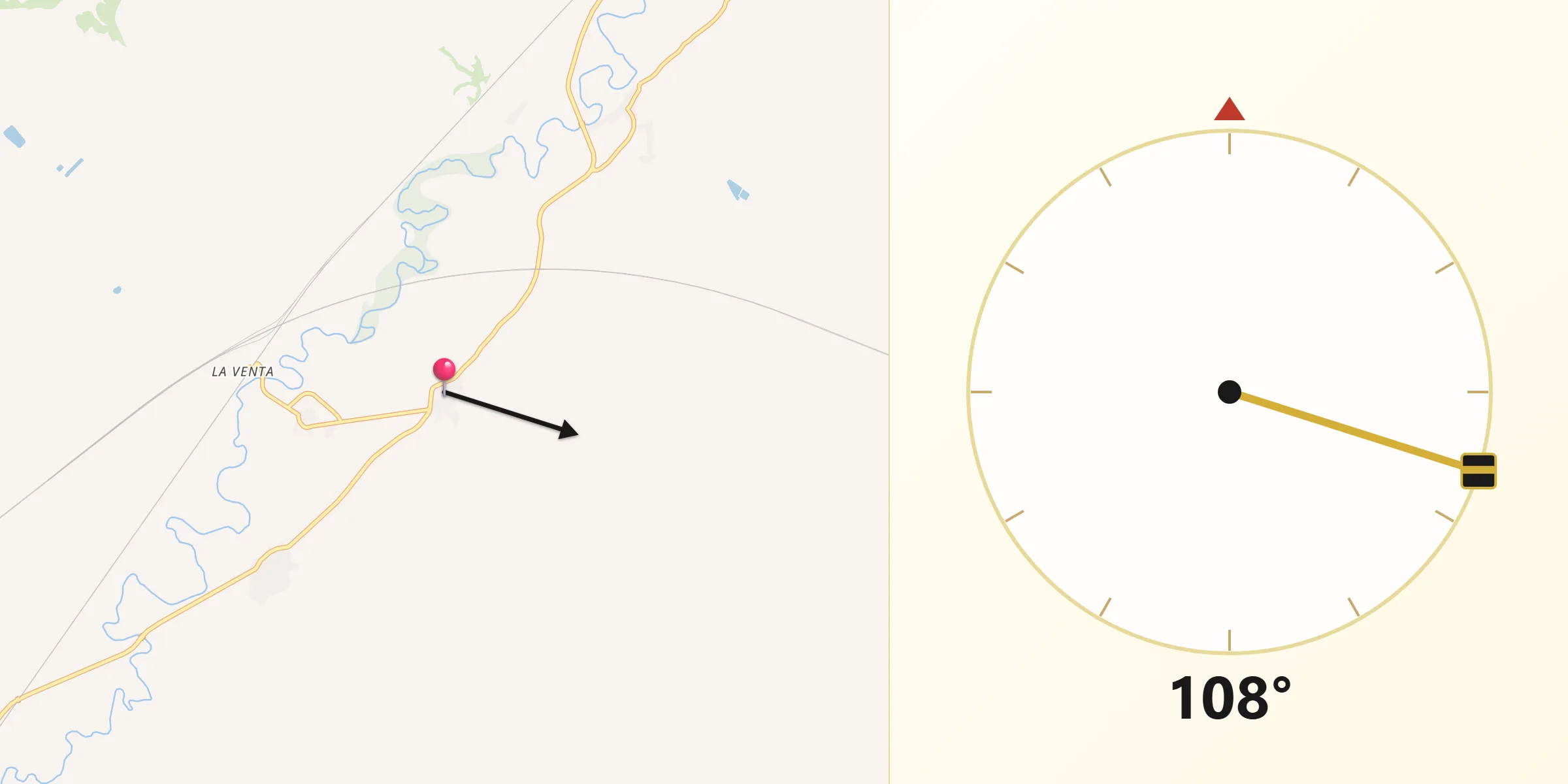 Dirección de la Qibla desde Bardallur