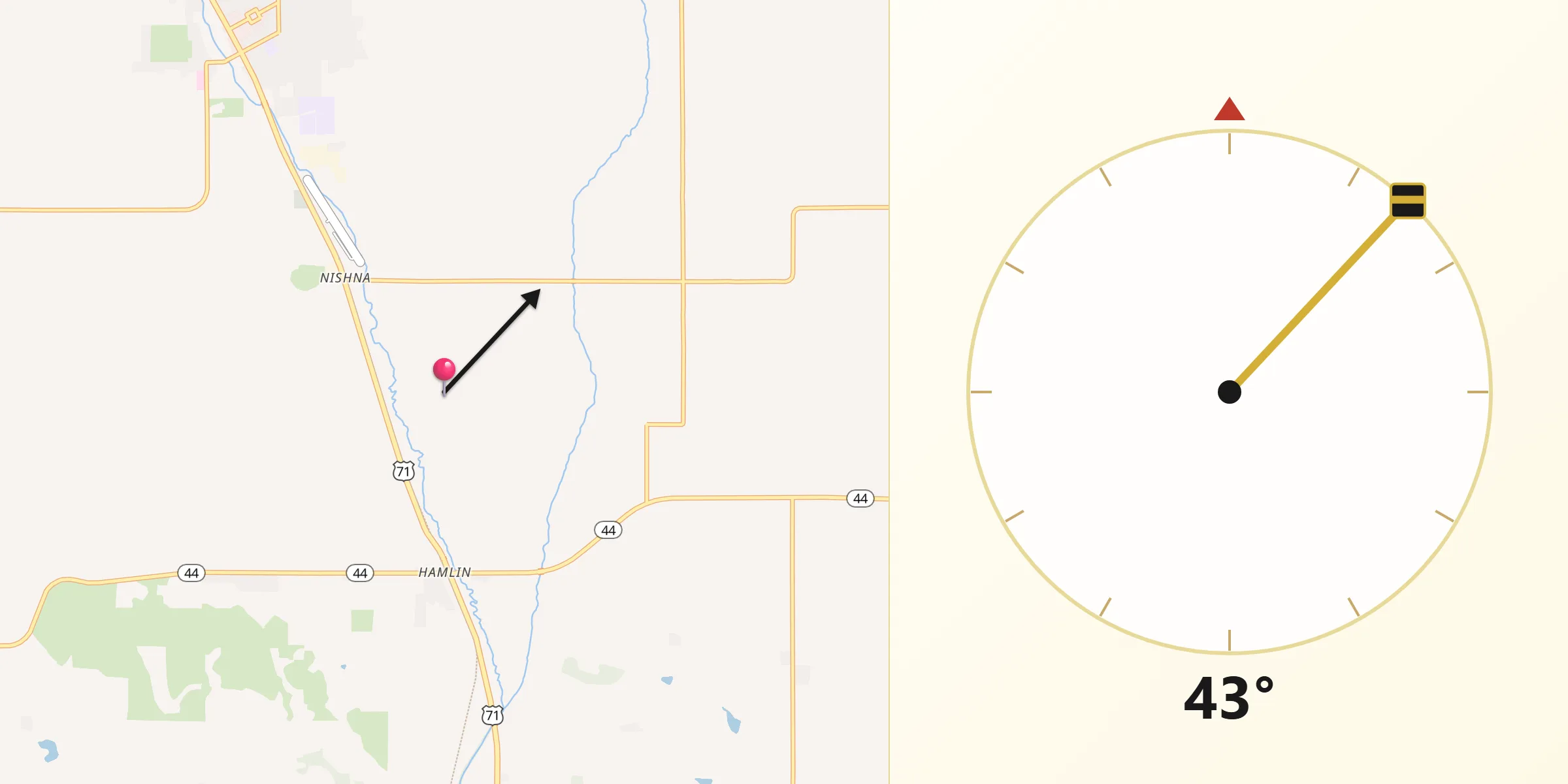 Qibla Direction from Audubon County