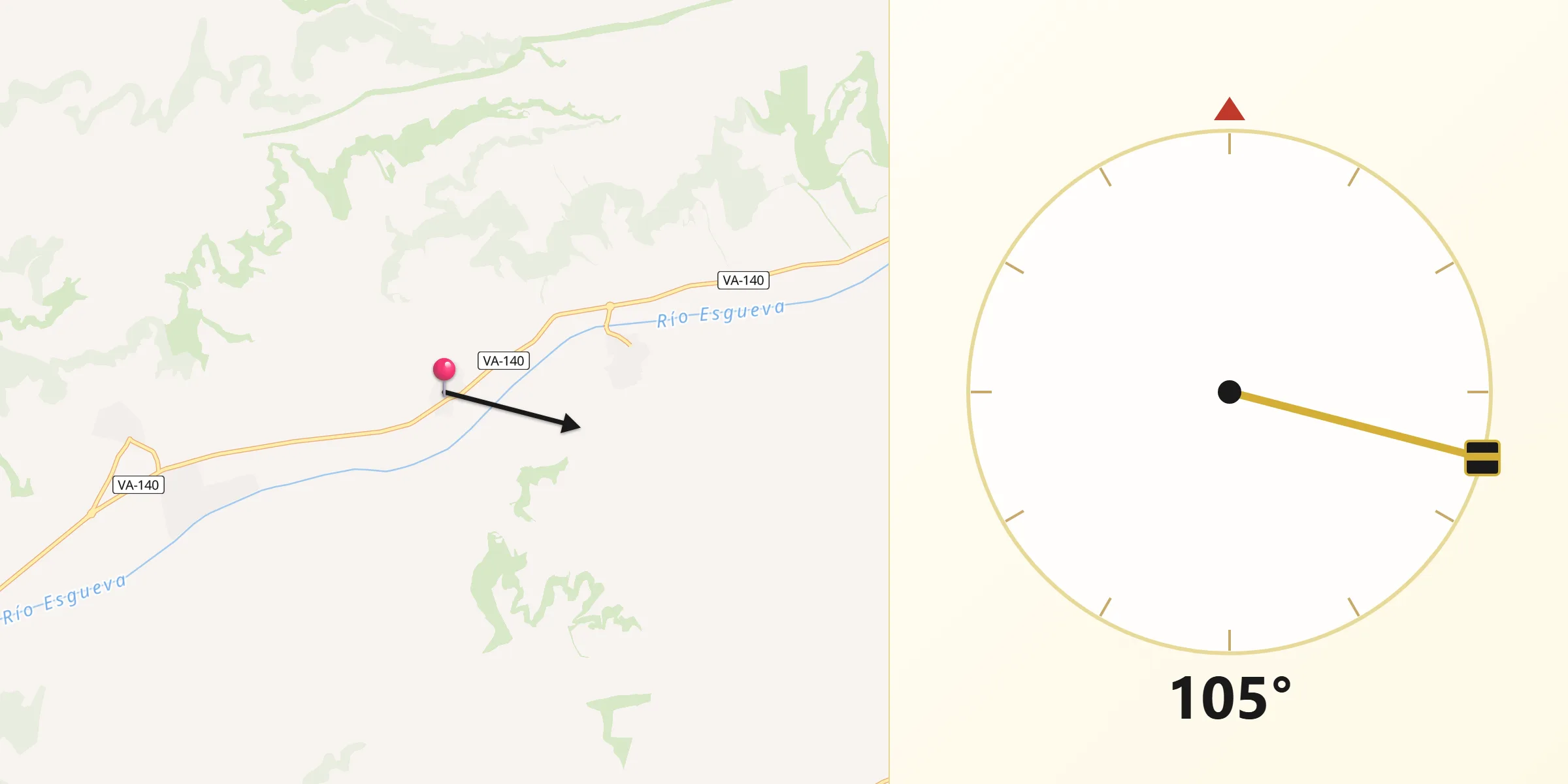 Dirección de la Qibla desde Villarmentero de Esgueva