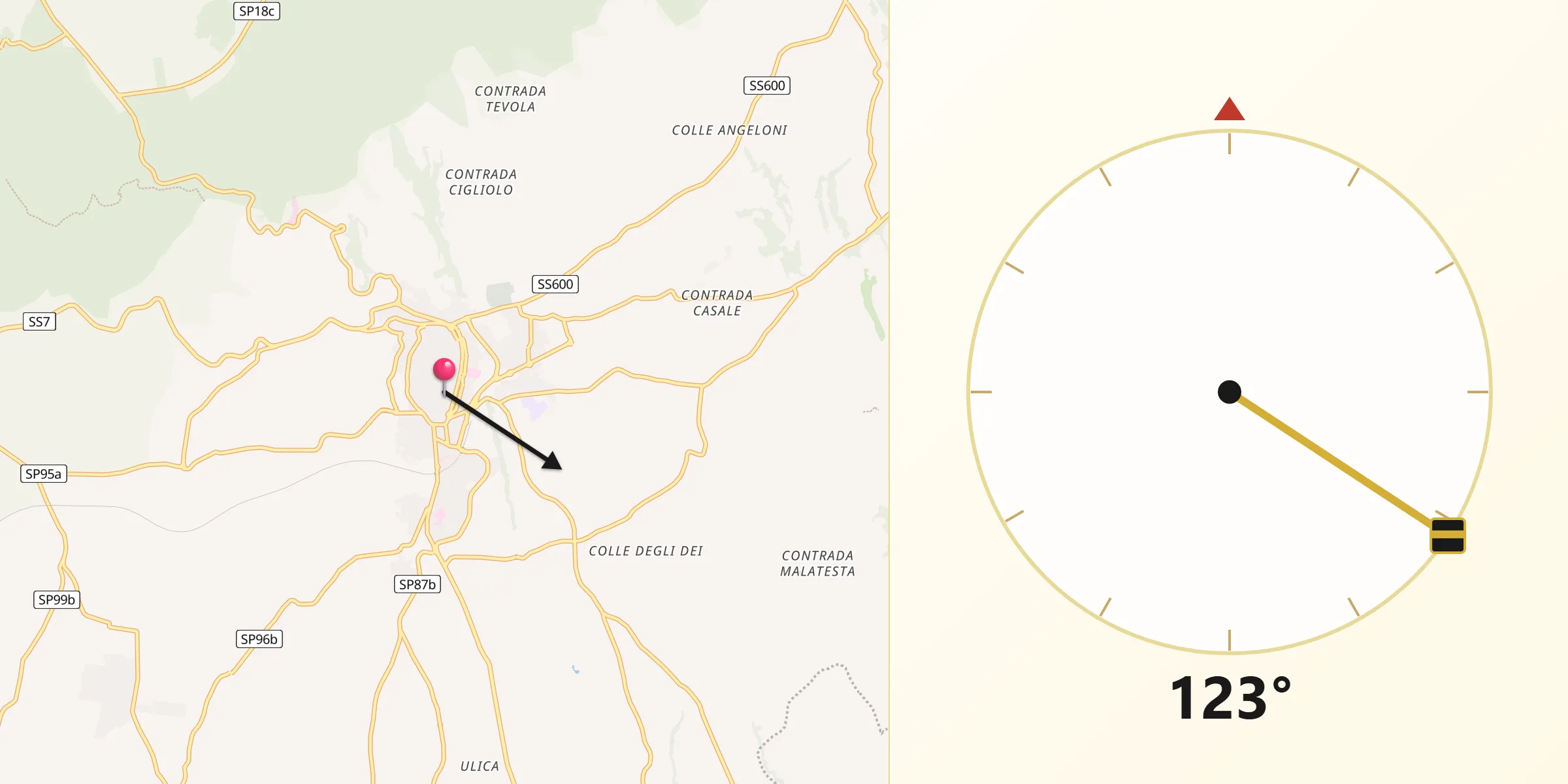 Direzione della Qibla da Velletri