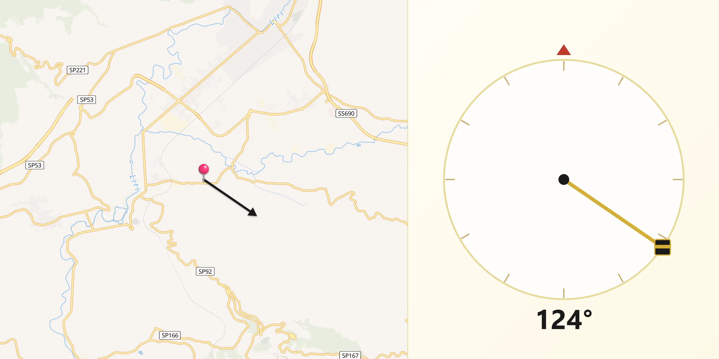 Direzione della Qibla da Isola del Liri