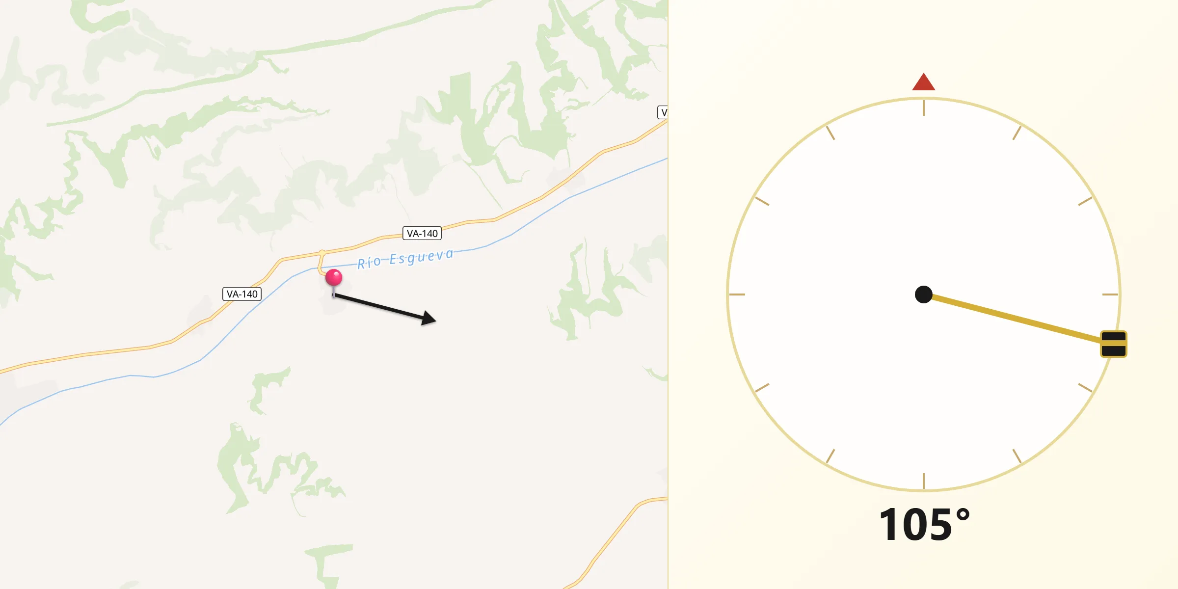 Dirección de la Qibla desde Olmos de Esgueva