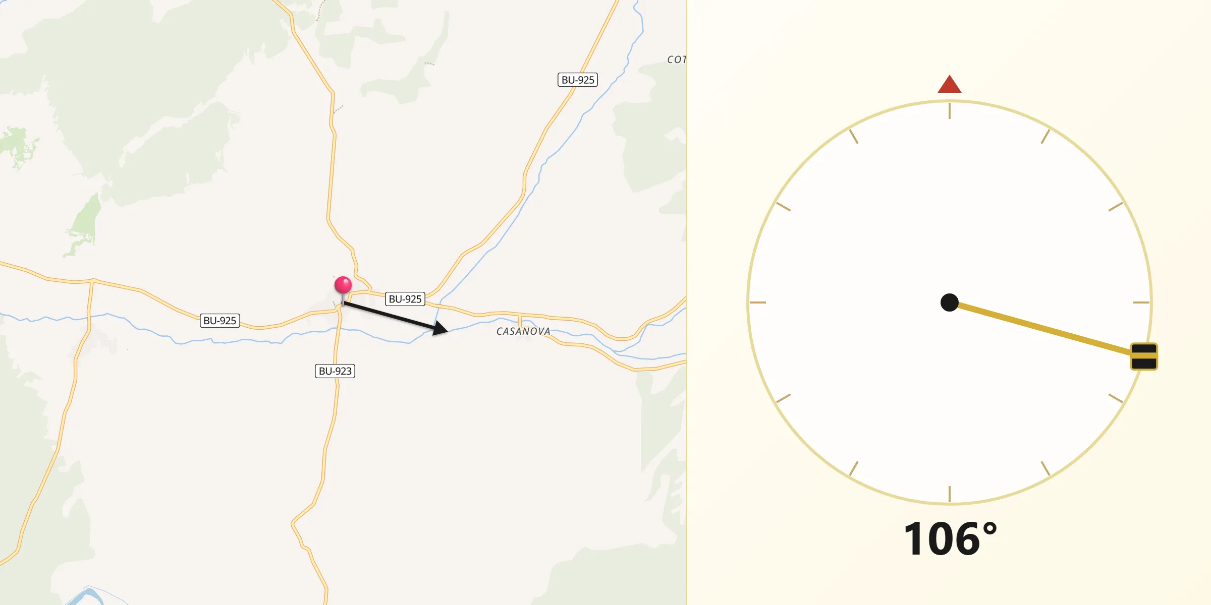 Dirección de la Qibla desde Peñaranda de Duero