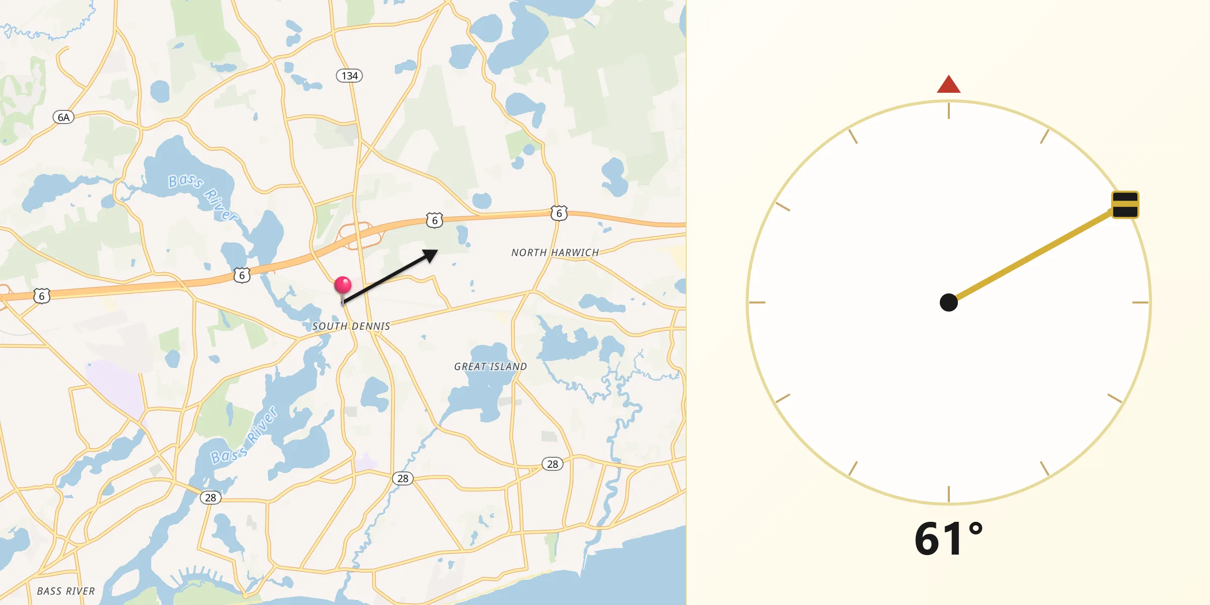 Qibla Direction from South Dennis