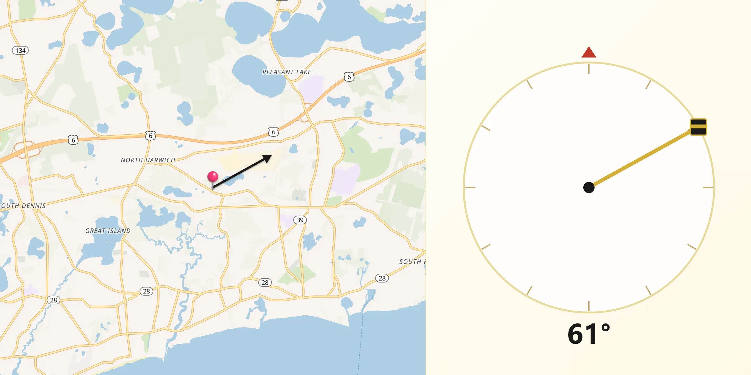 Qibla Direction from Northwest Harwich