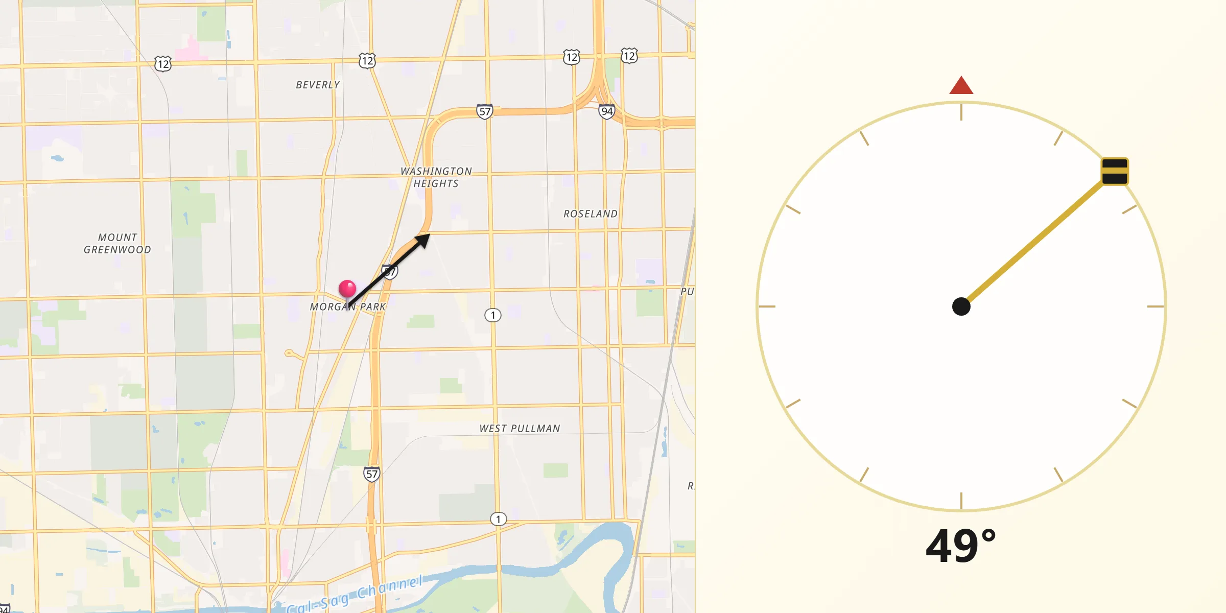 Qibla Direction from Morgan Park