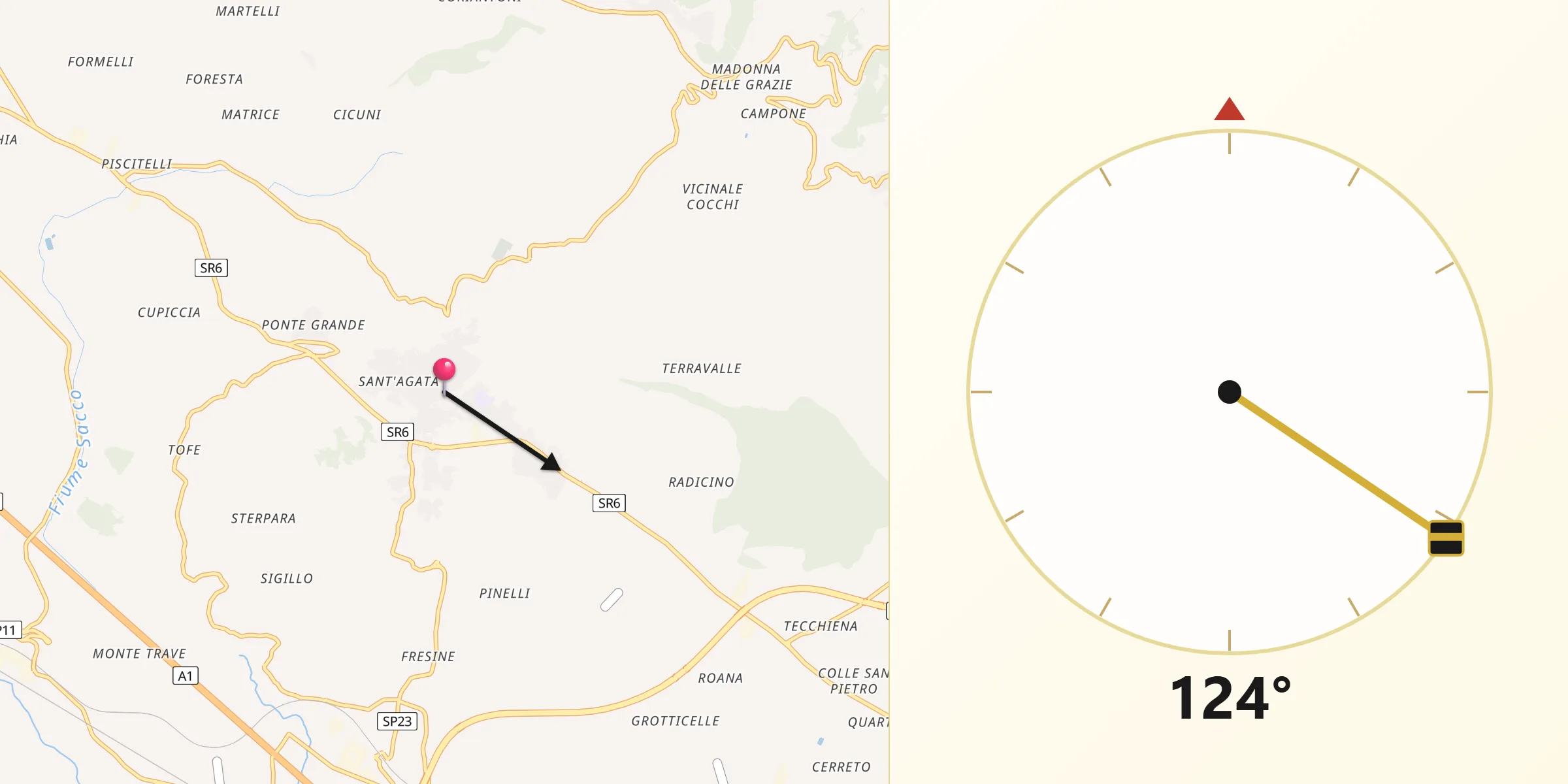 Direzione della Qibla da Ferentino