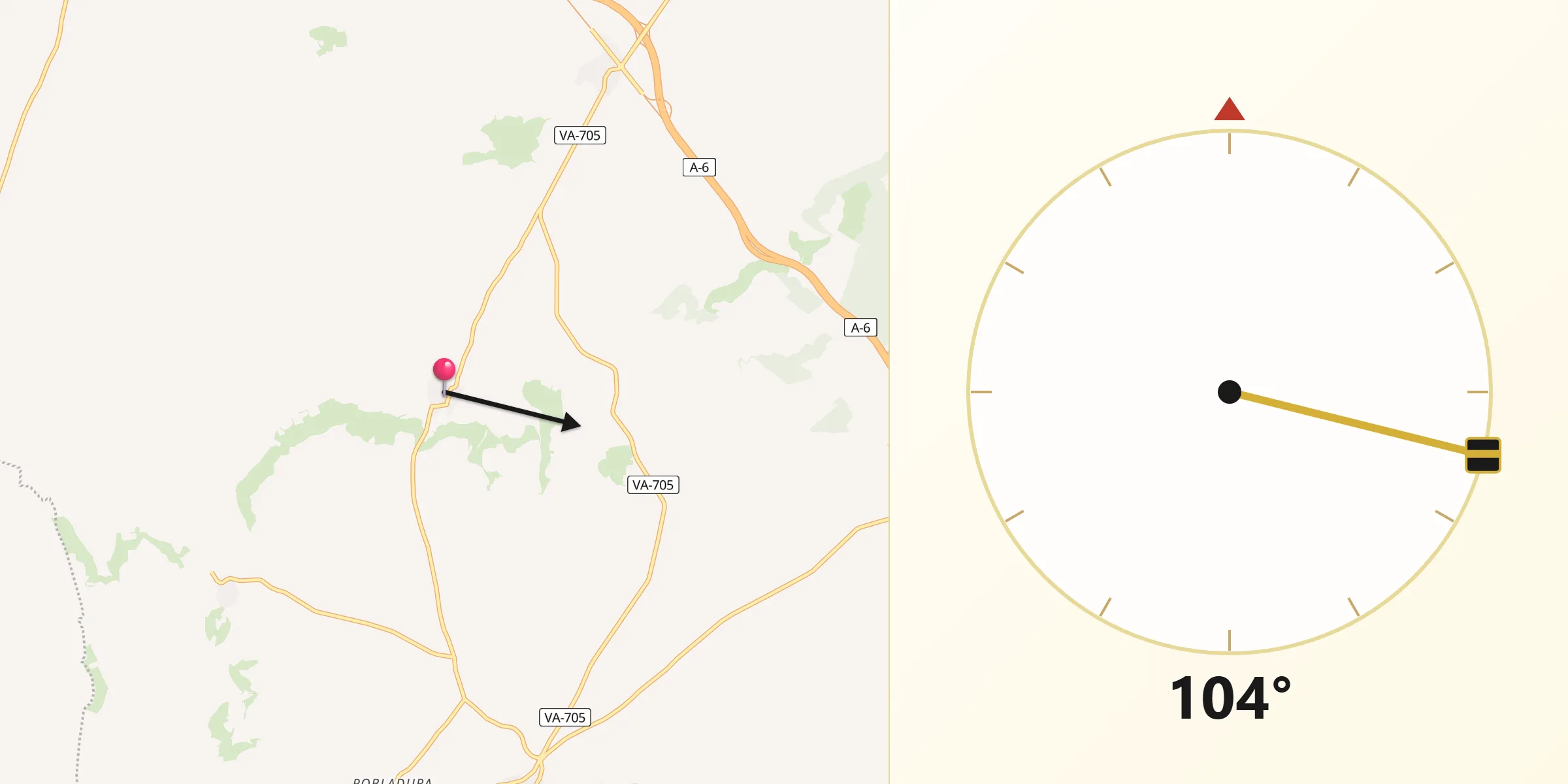 Dirección de la Qibla desde Villavellid