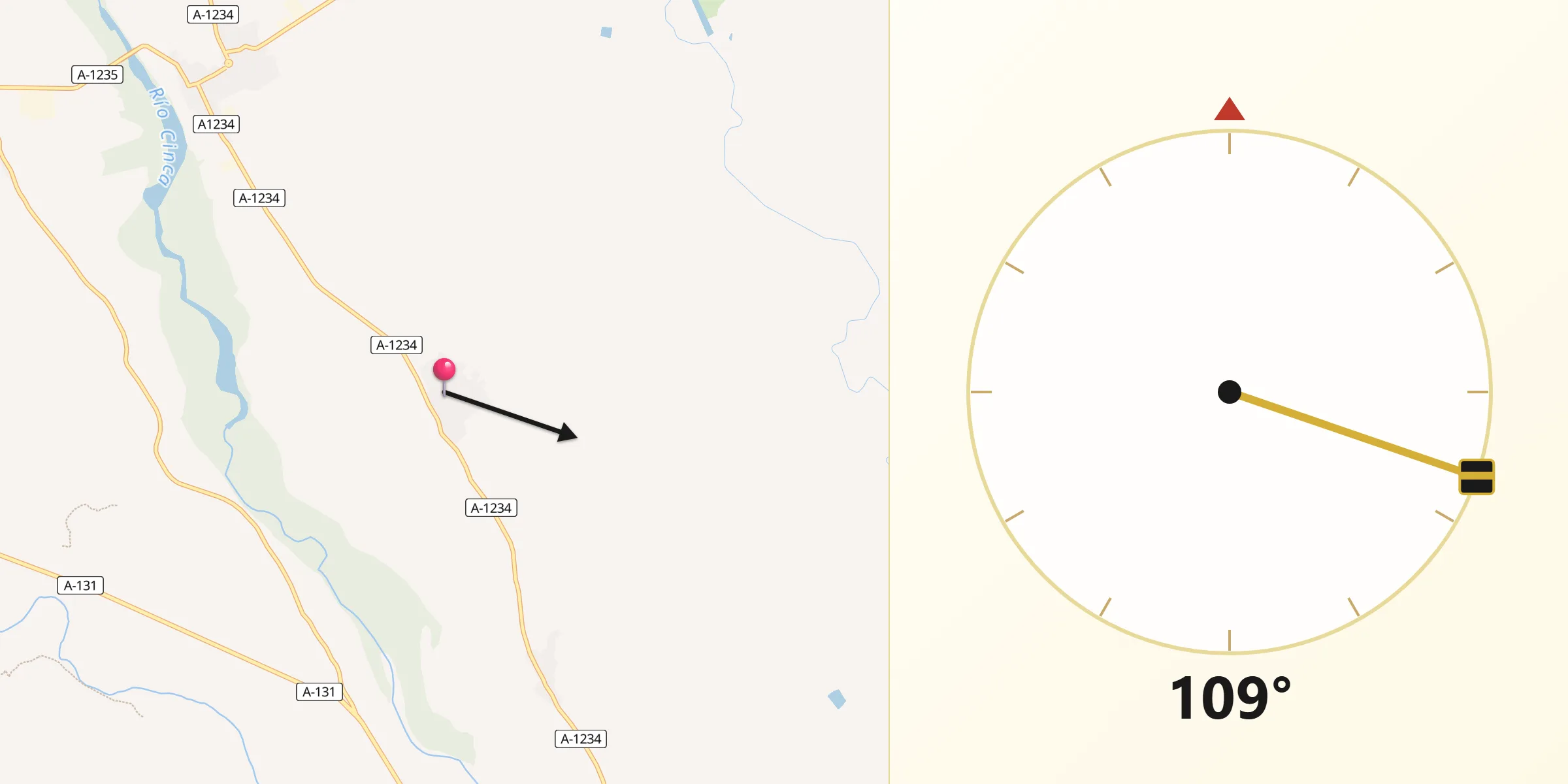 Dirección de la Qibla desde Belver de Cinca