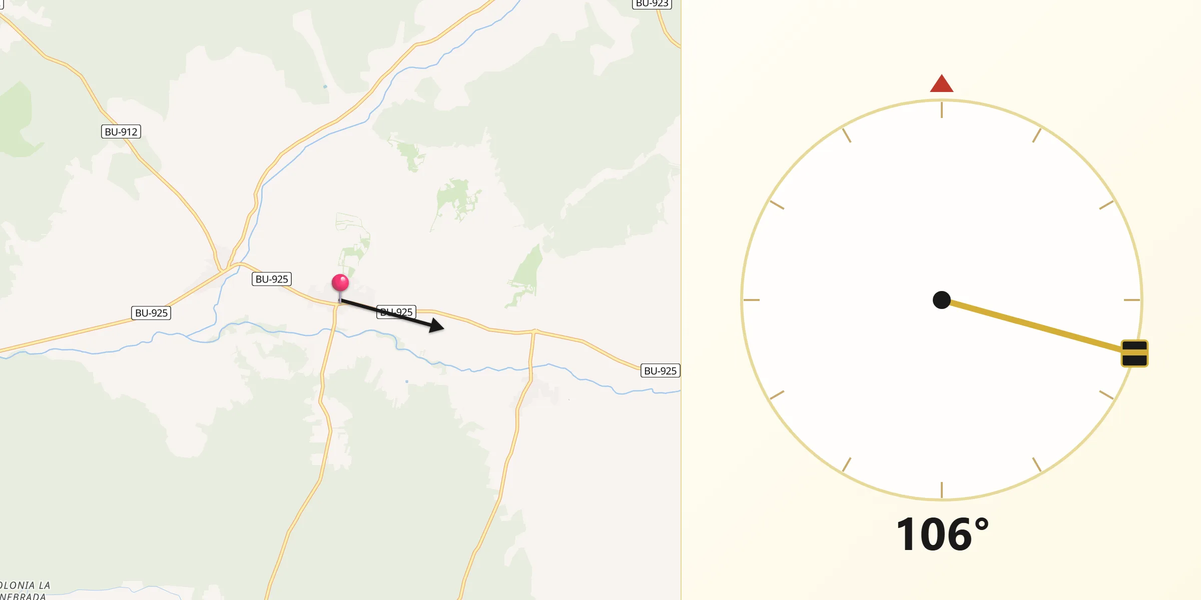 Dirección de la Qibla desde Zazuar