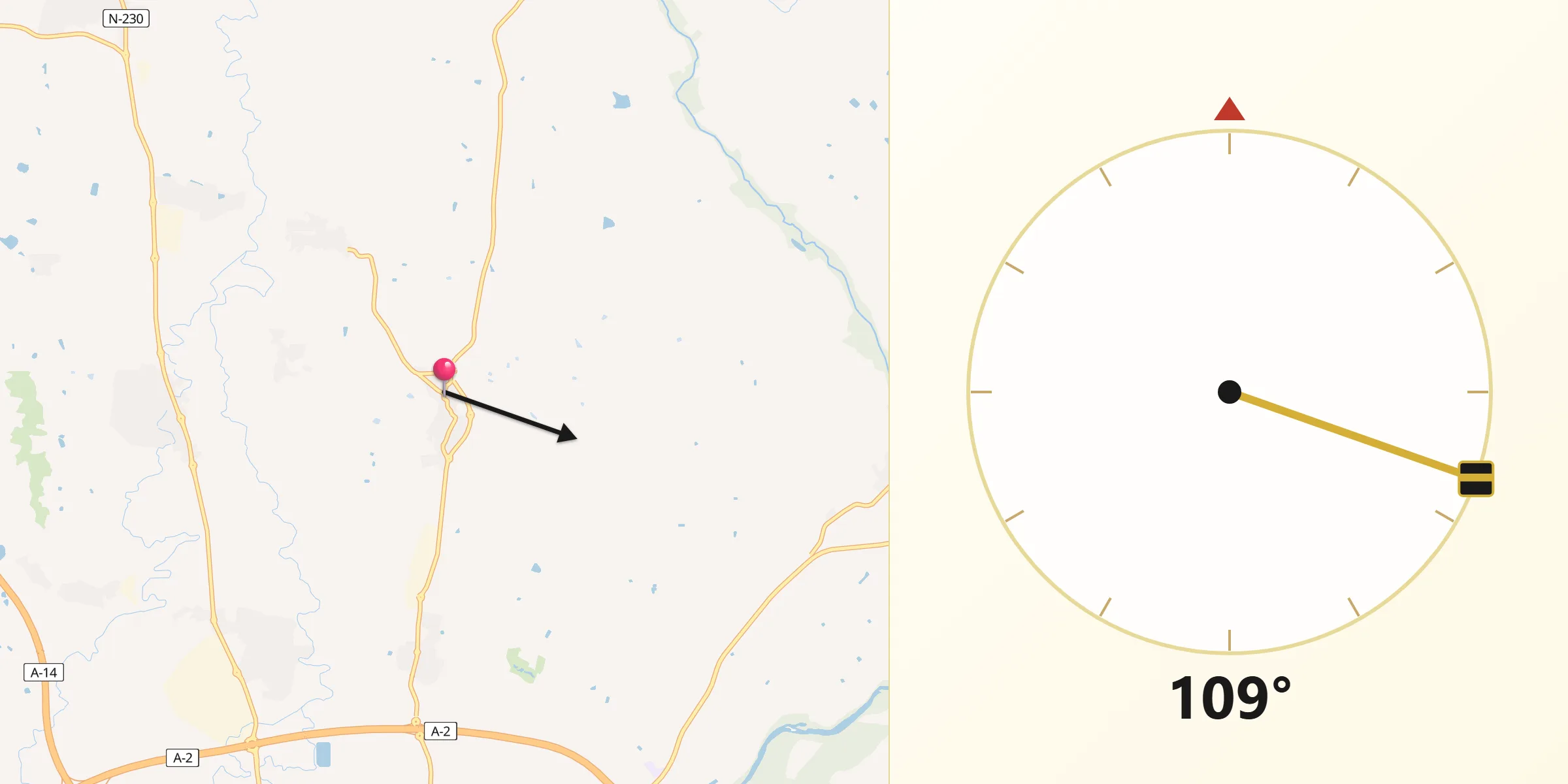 Dirección de la Qibla desde Benavent de Segrià