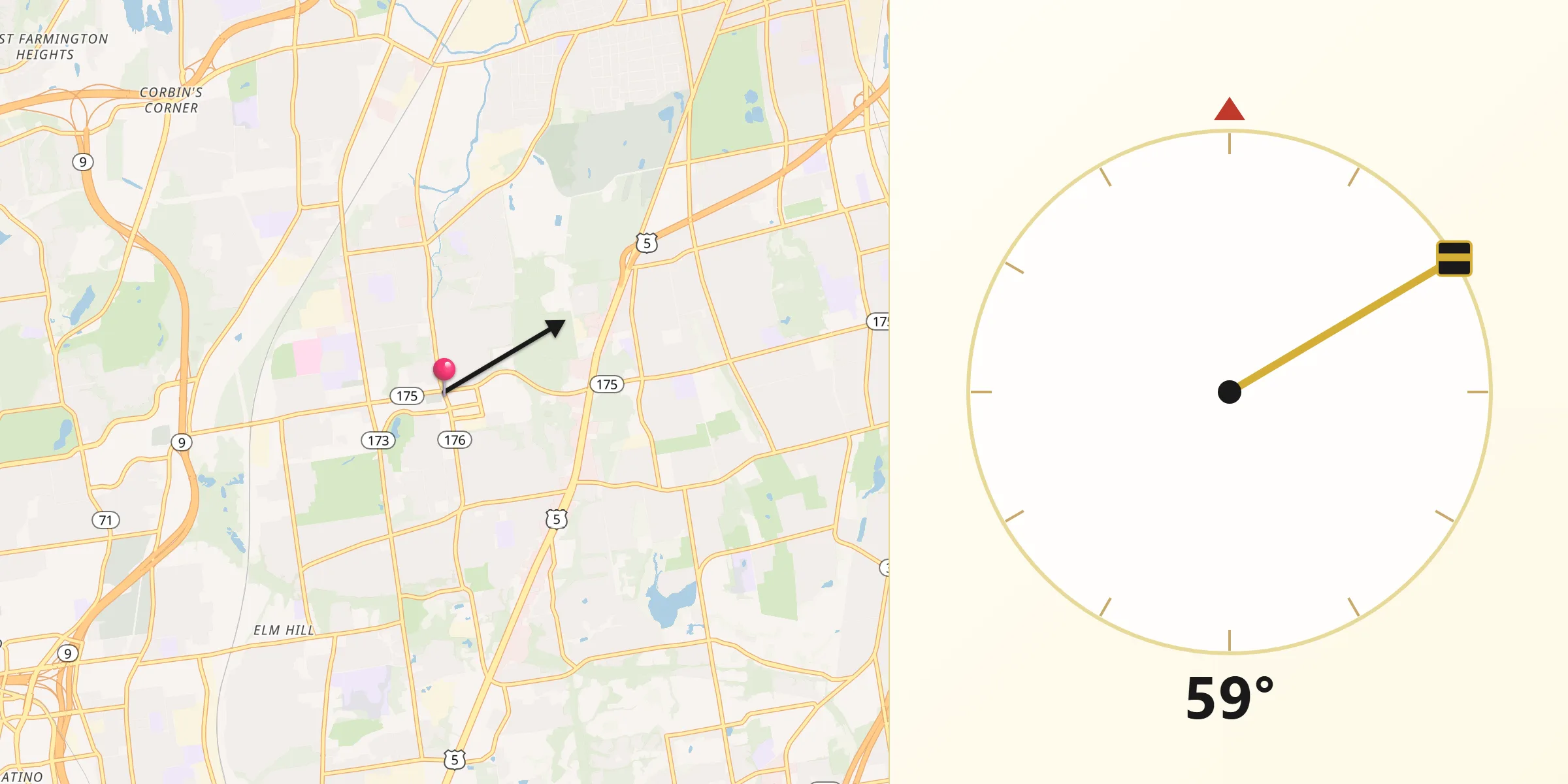 Qibla Direction from Newington