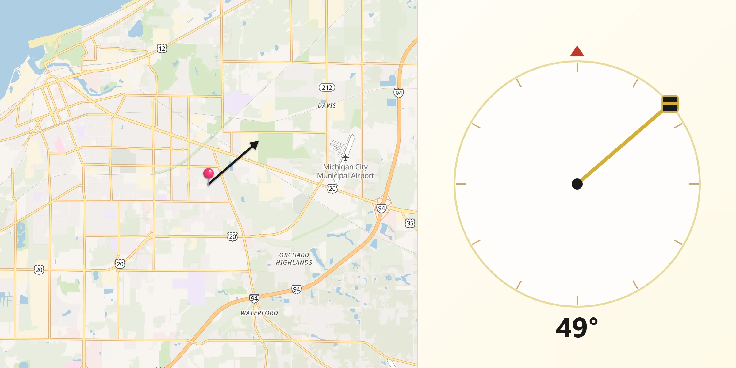 Qibla Direction from Trail Creek