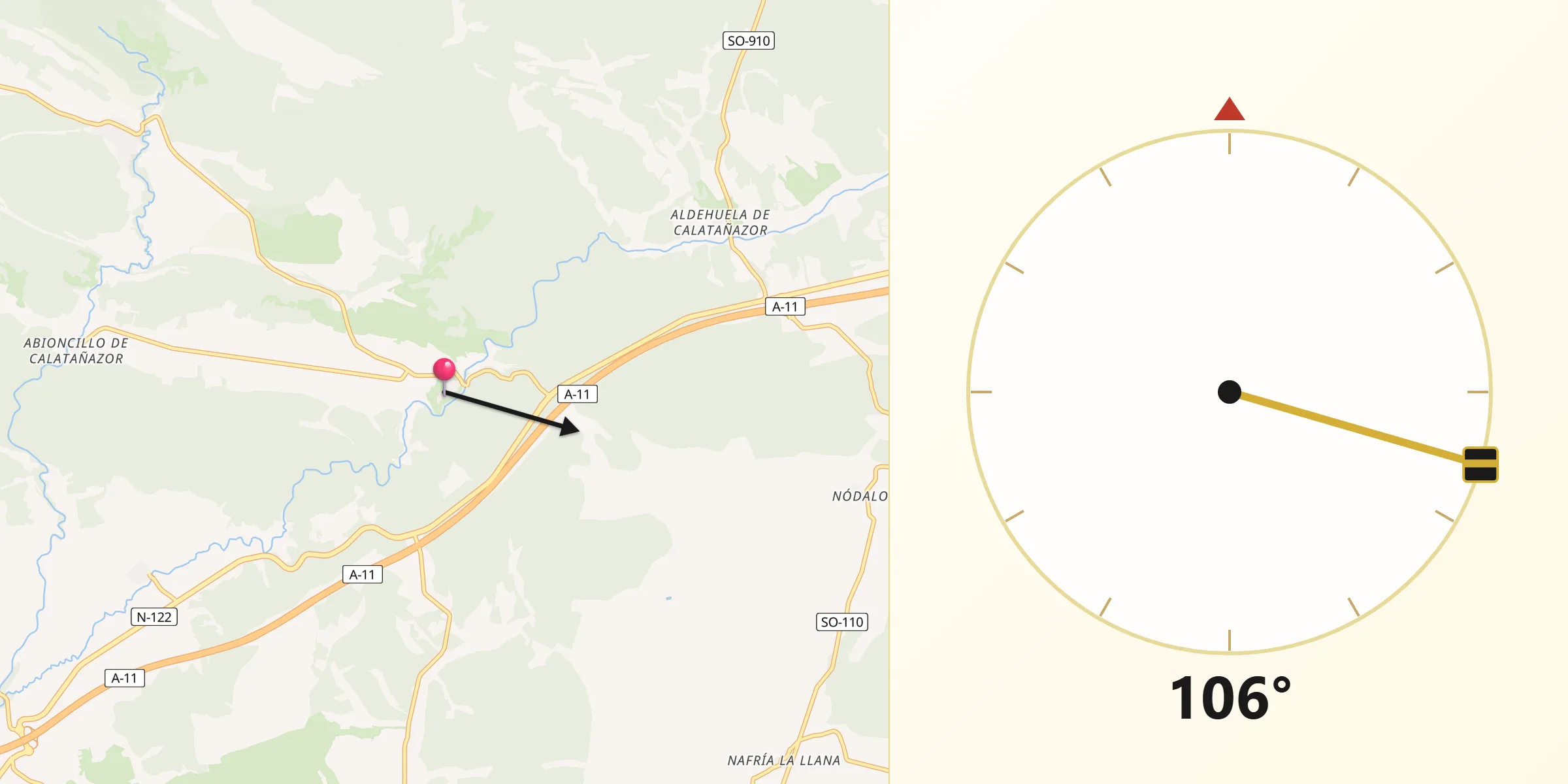 Dirección de la Qibla desde Calatañazor