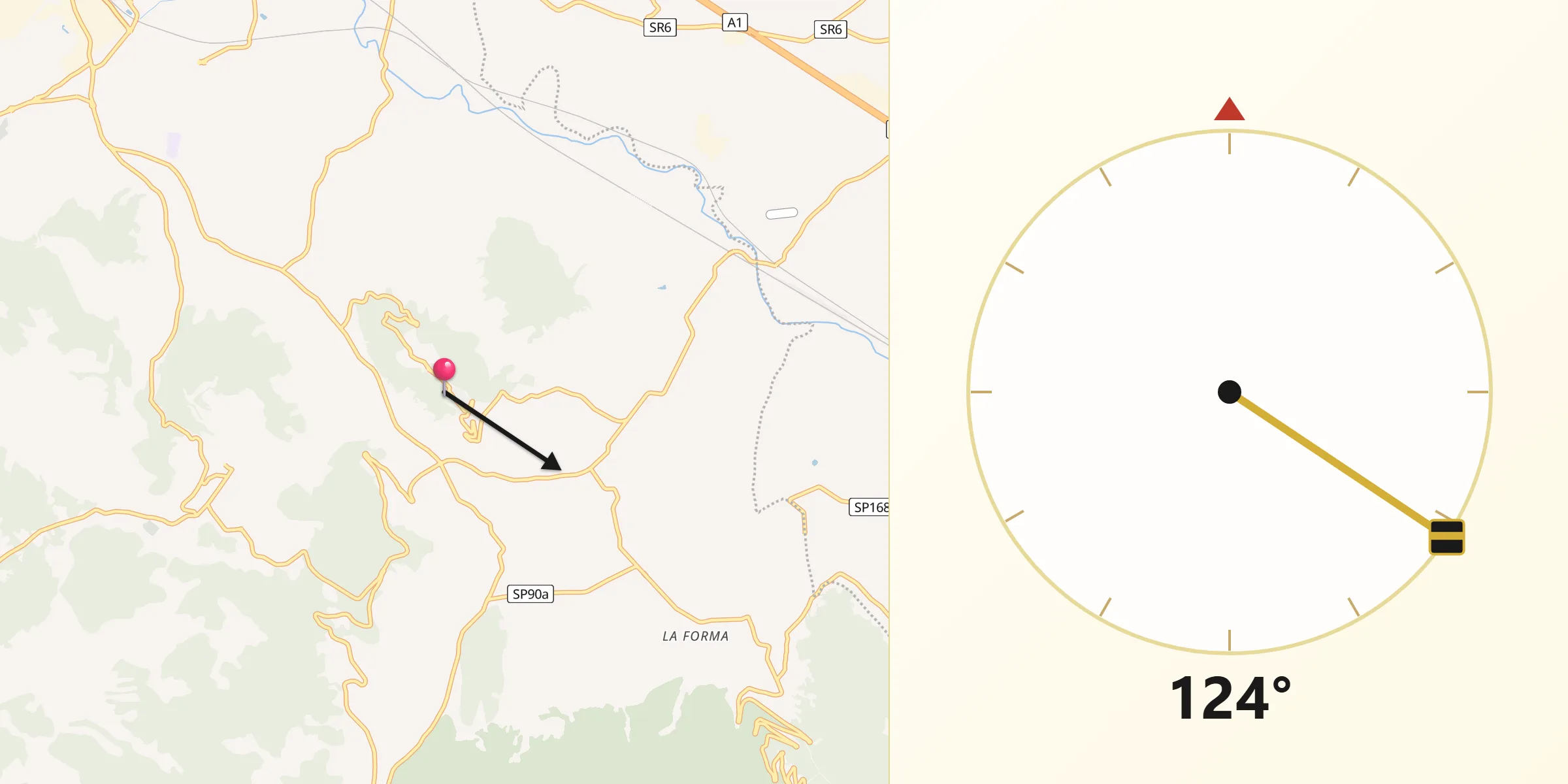 Direzione della Qibla da Gavignano