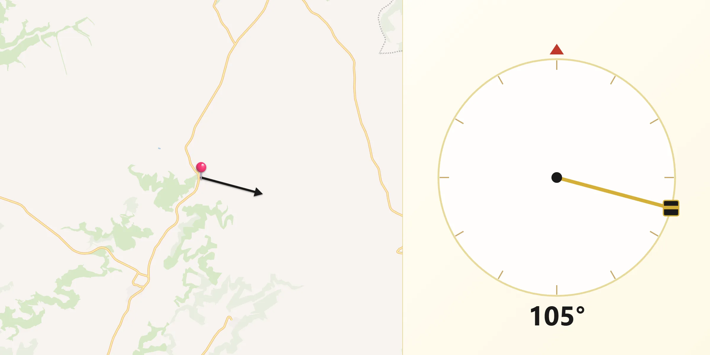 Dirección de la Qibla desde Piñel de Arriba