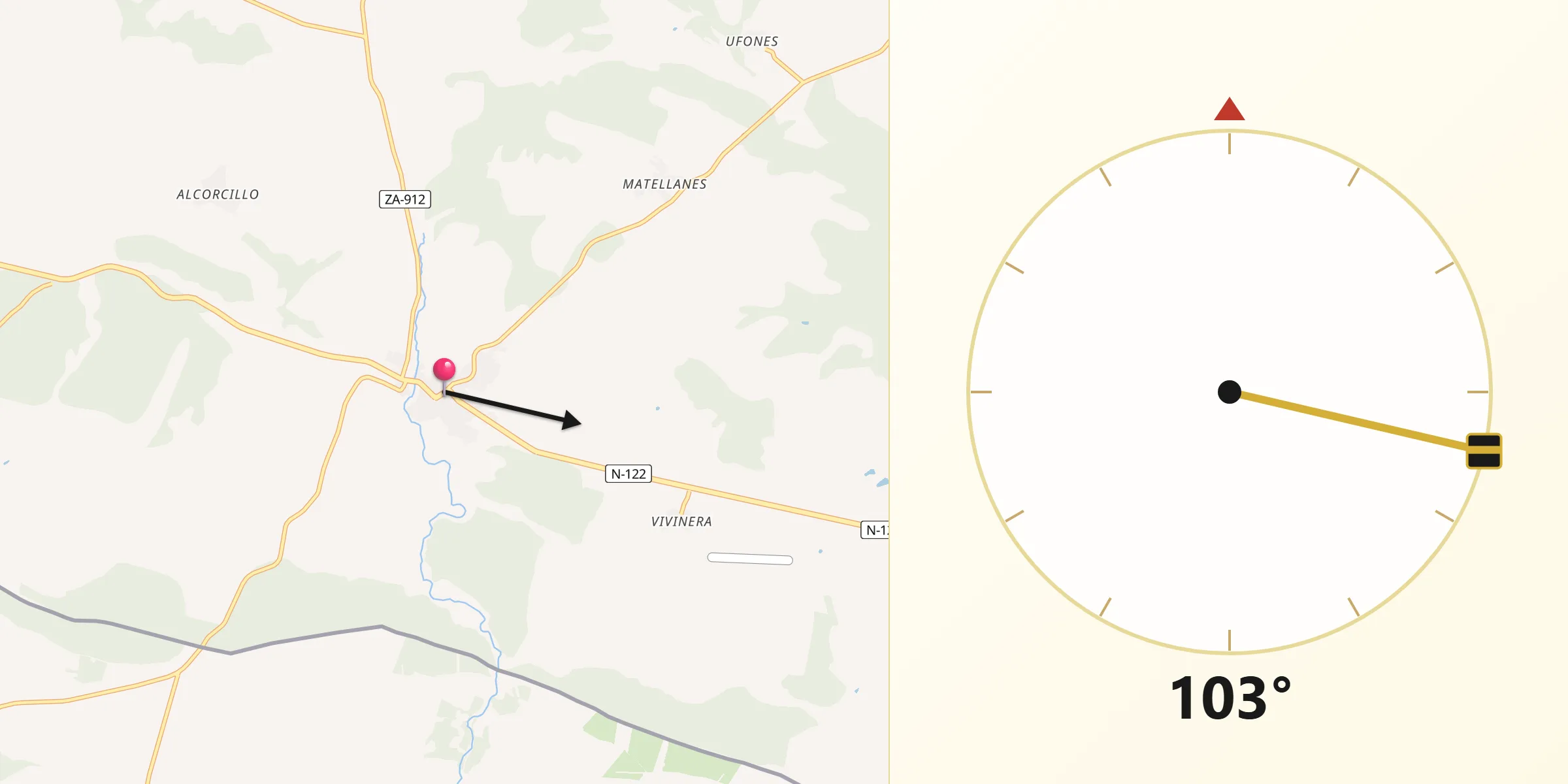 Dirección de la Qibla desde Alcañices