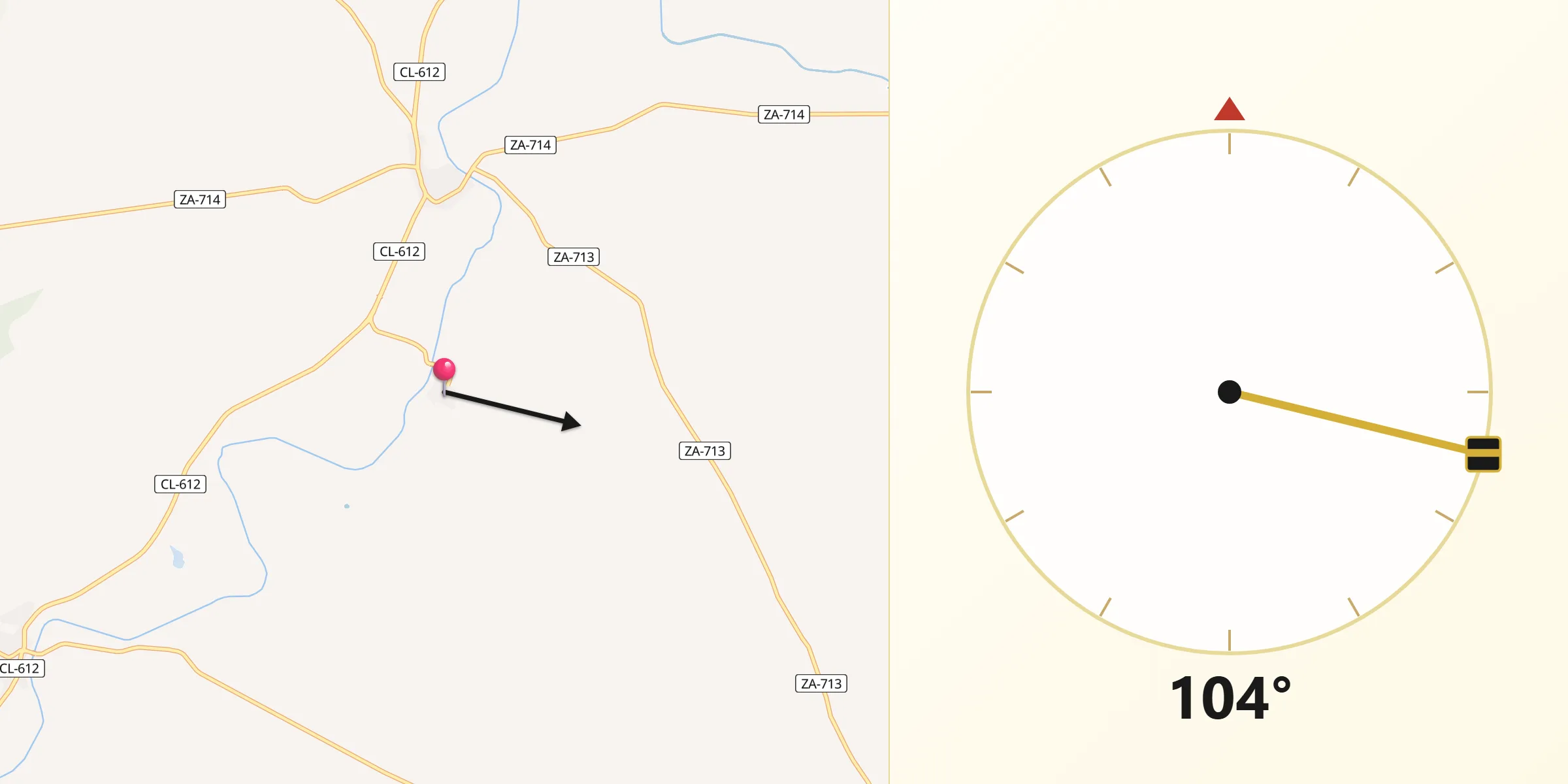 Dirección de la Qibla desde Pobladura de Valderaduey