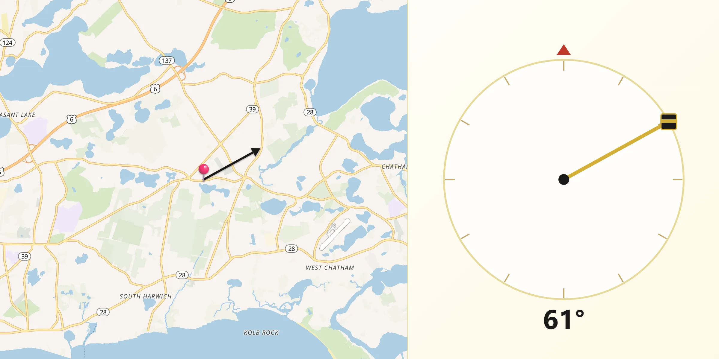 Qibla Direction from East Harwich