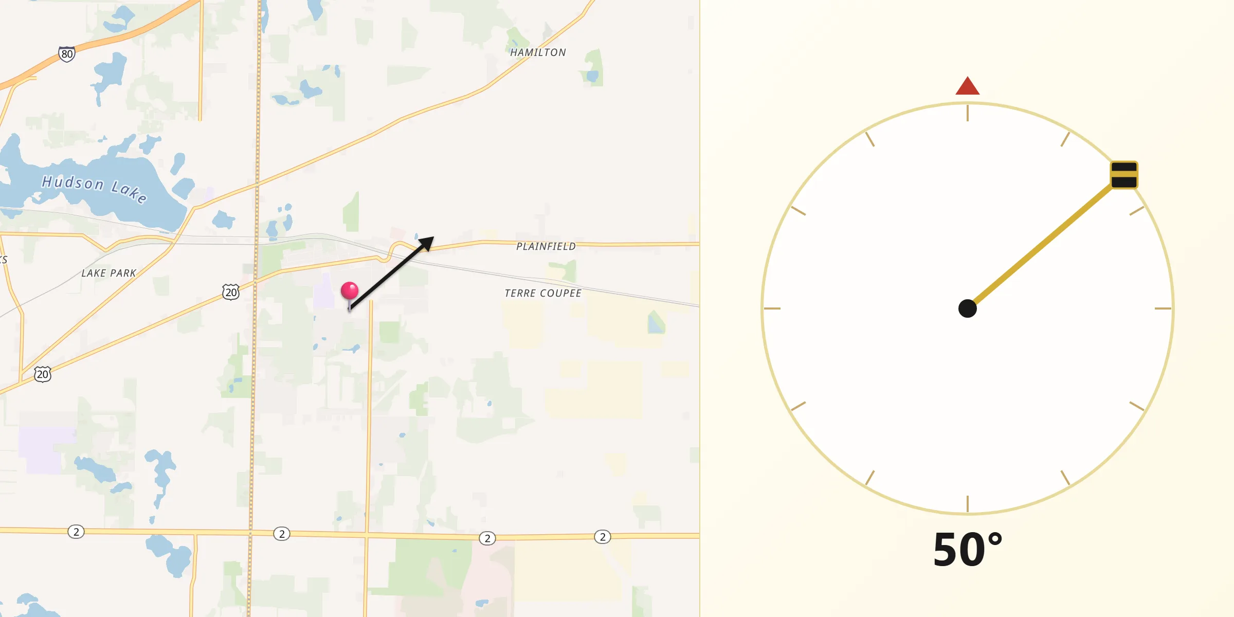 Qibla Direction from New Carlisle