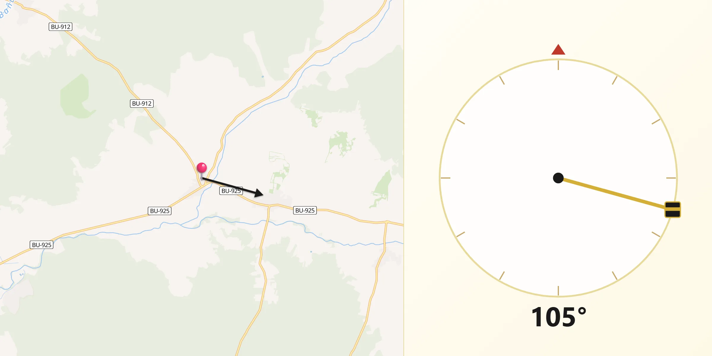 Dirección de la Qibla desde Quemada
