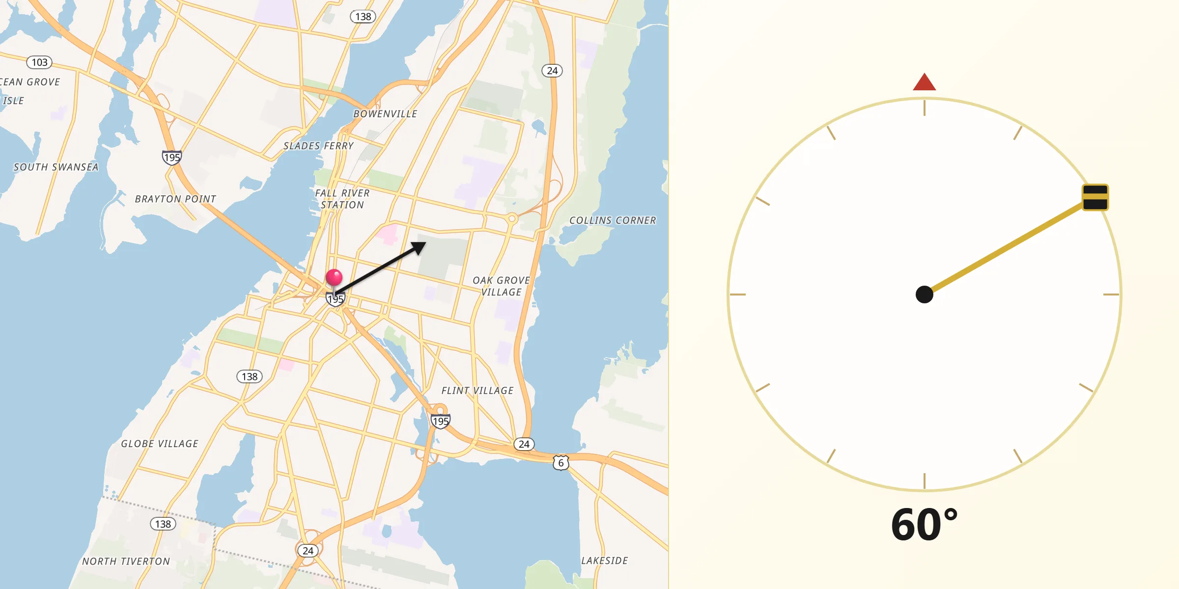 Qibla Direction from Fall River