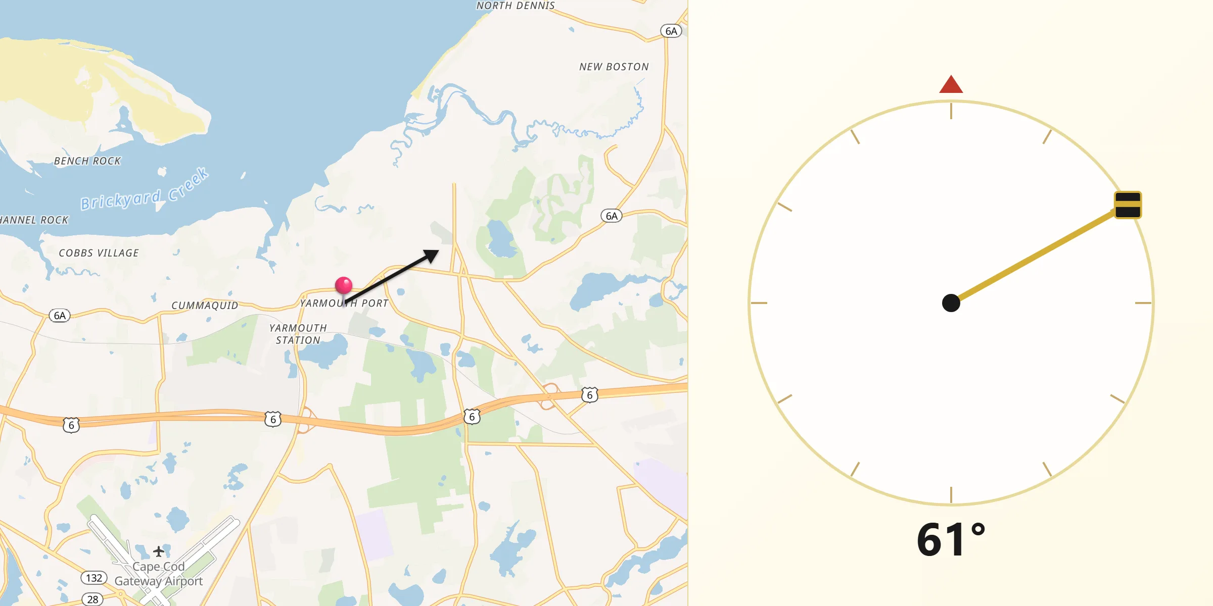 Qibla Direction from Yarmouth Port