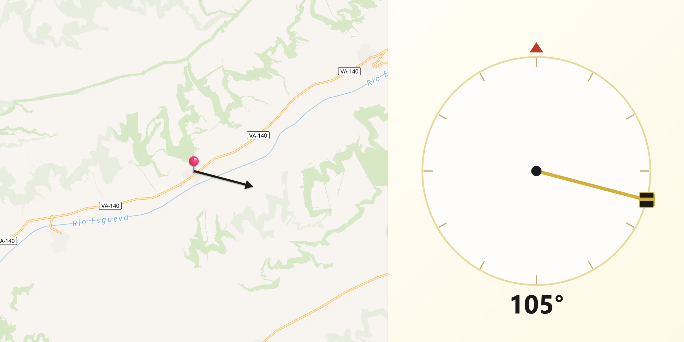Dirección de la Qibla desde Villanueva de los Infantes