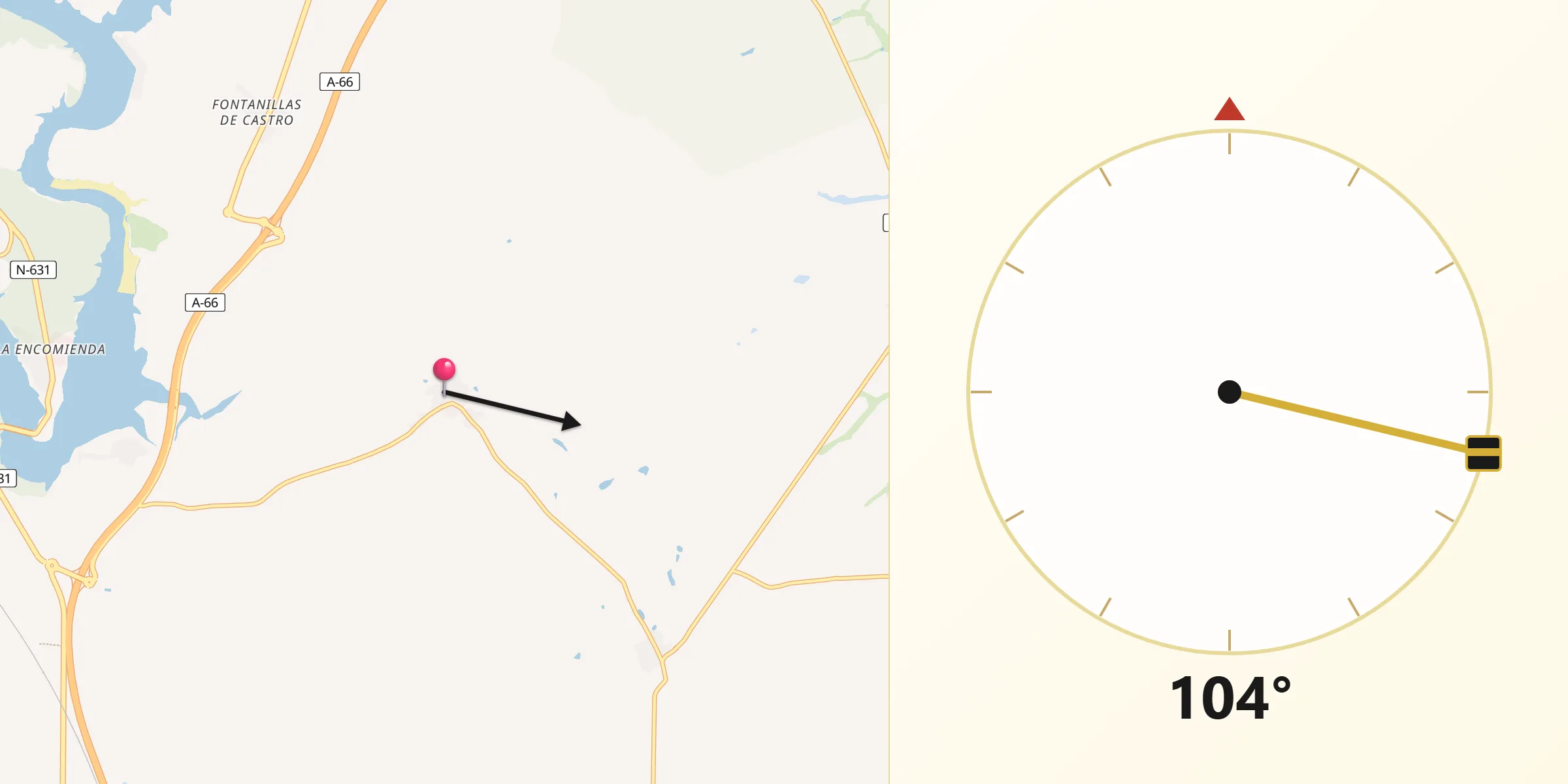 Dirección de la Qibla desde San Cebrián de Castro
