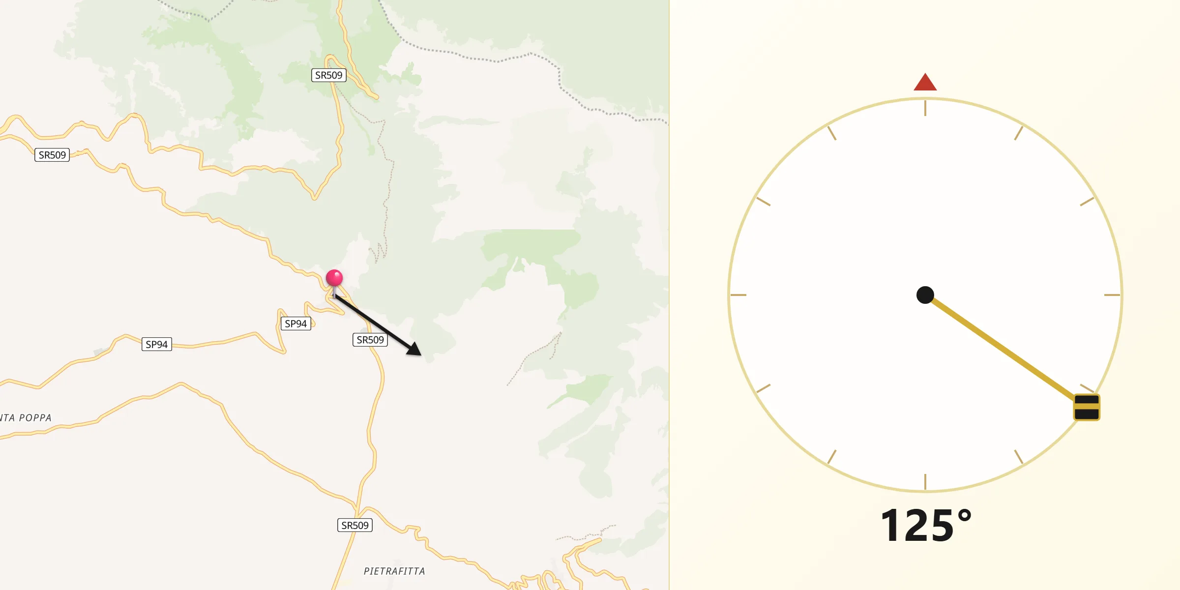 Direzione della Qibla da San Donato Val di Comino
