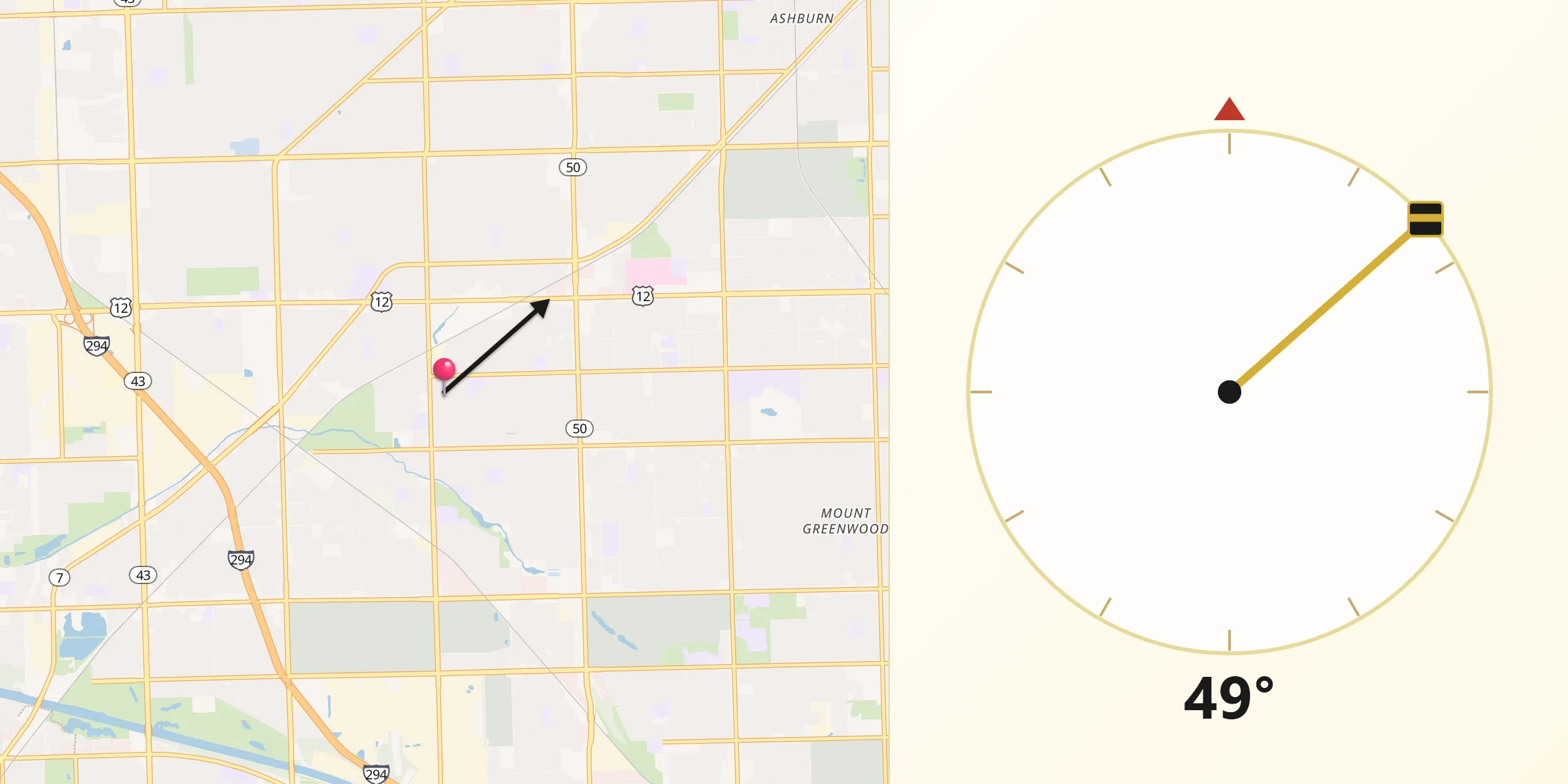 Qibla Direction from Oak Lawn