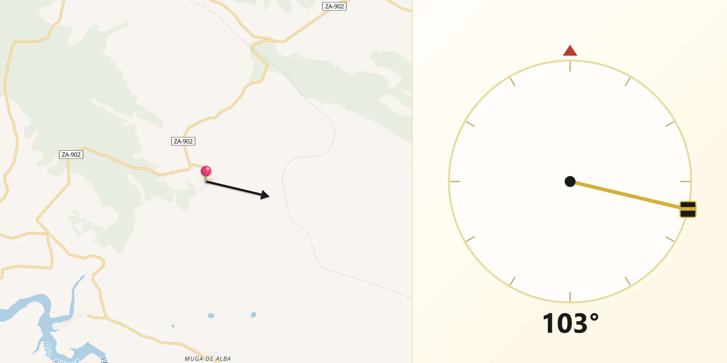 Dirección de la Qibla desde Losacio