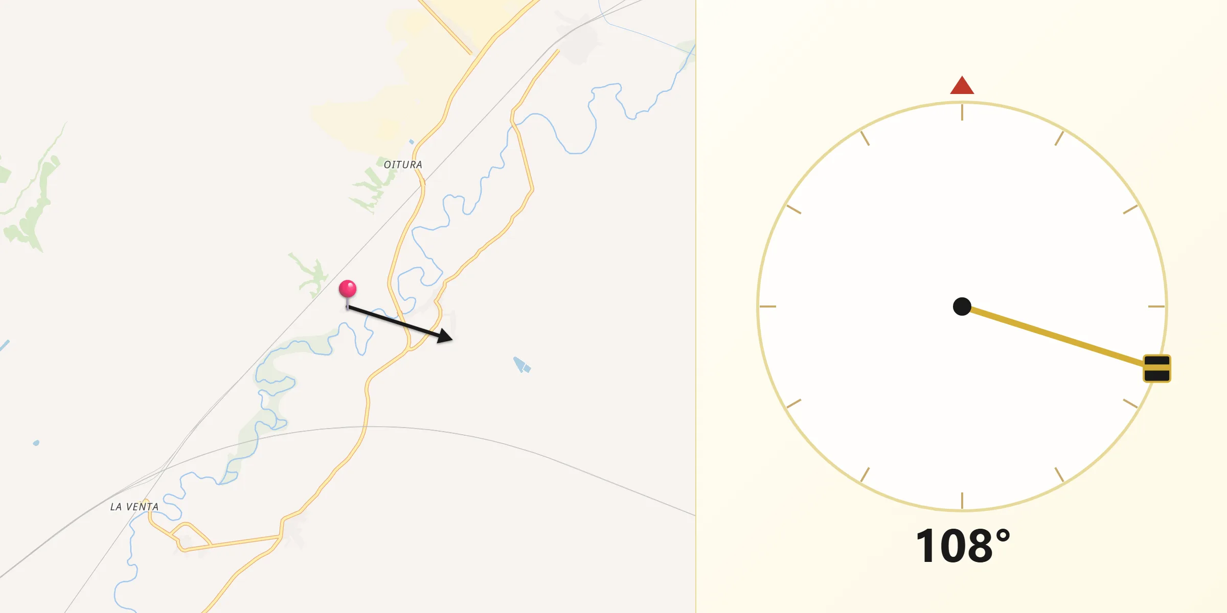 Dirección de la Qibla desde Pleitas