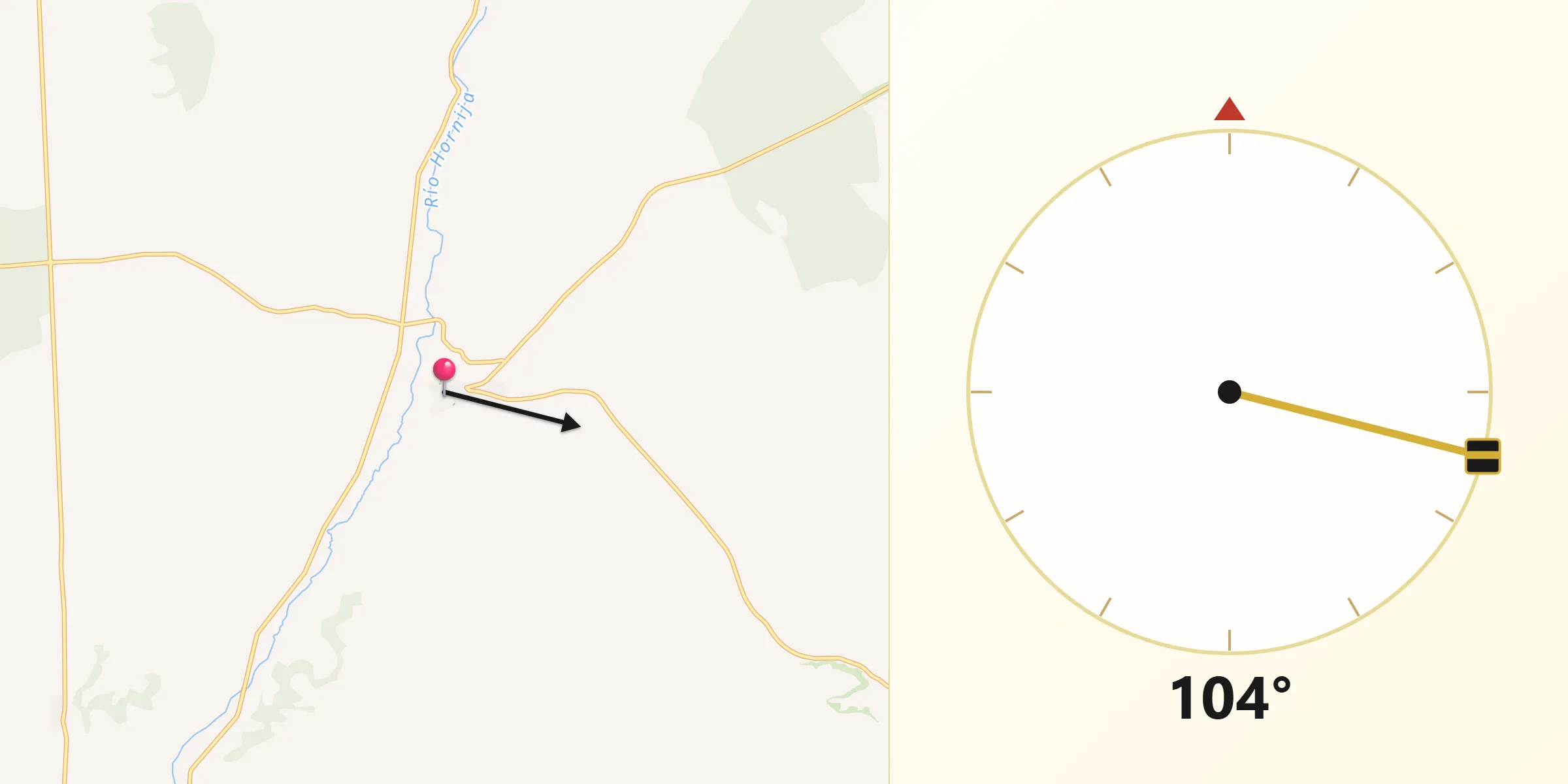 Dirección de la Qibla desde Peñaflor de Hornija