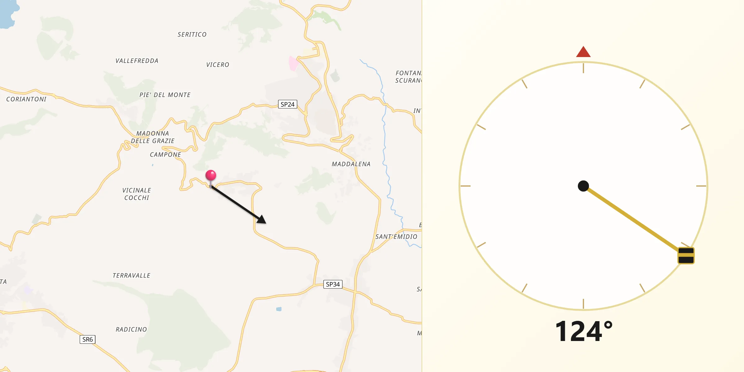 Direzione della Qibla da Monte San Marino