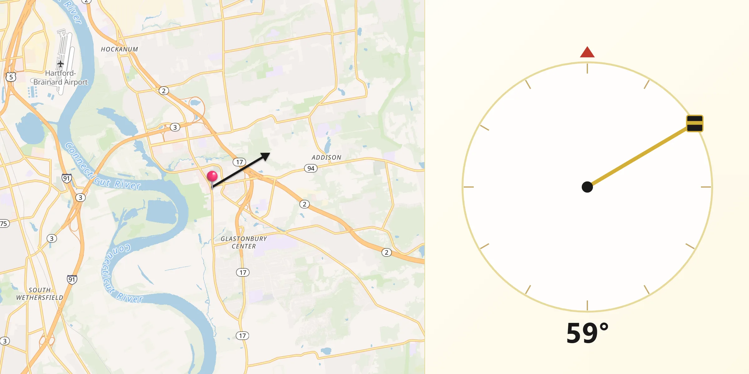 Qibla Direction from Glastonbury