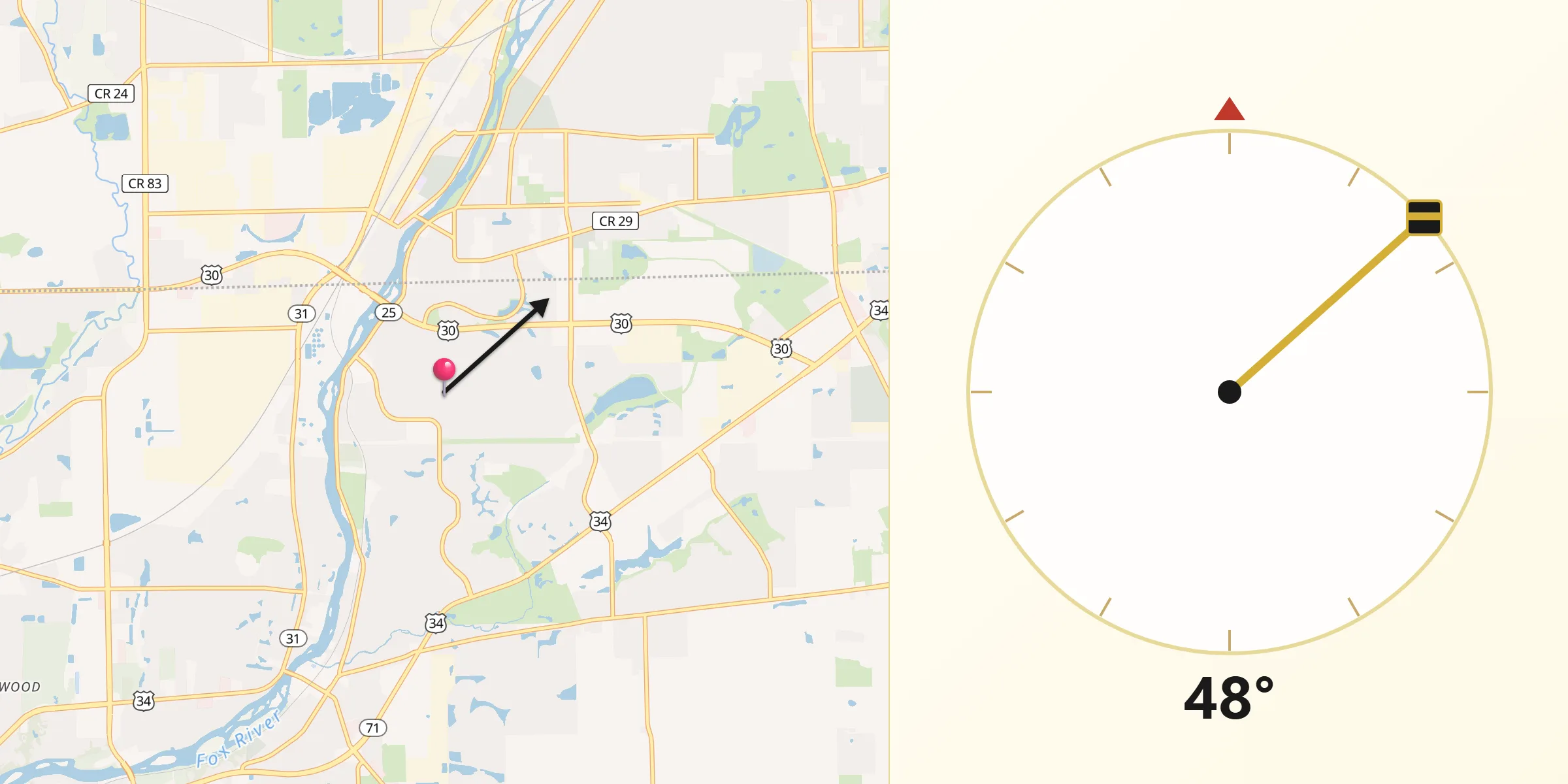 Qibla Direction from Boulder Hill