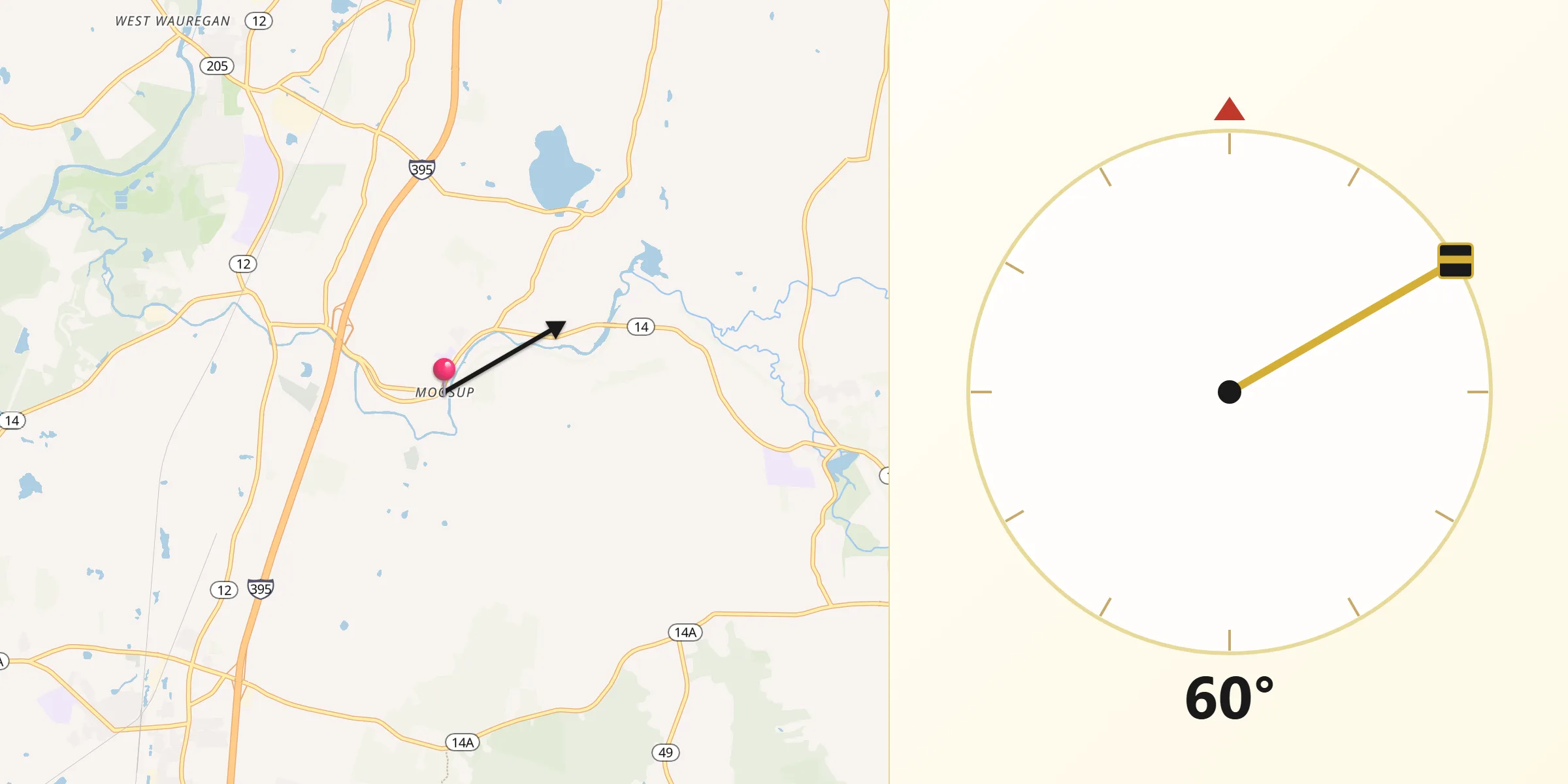 Qibla Direction from Moosup