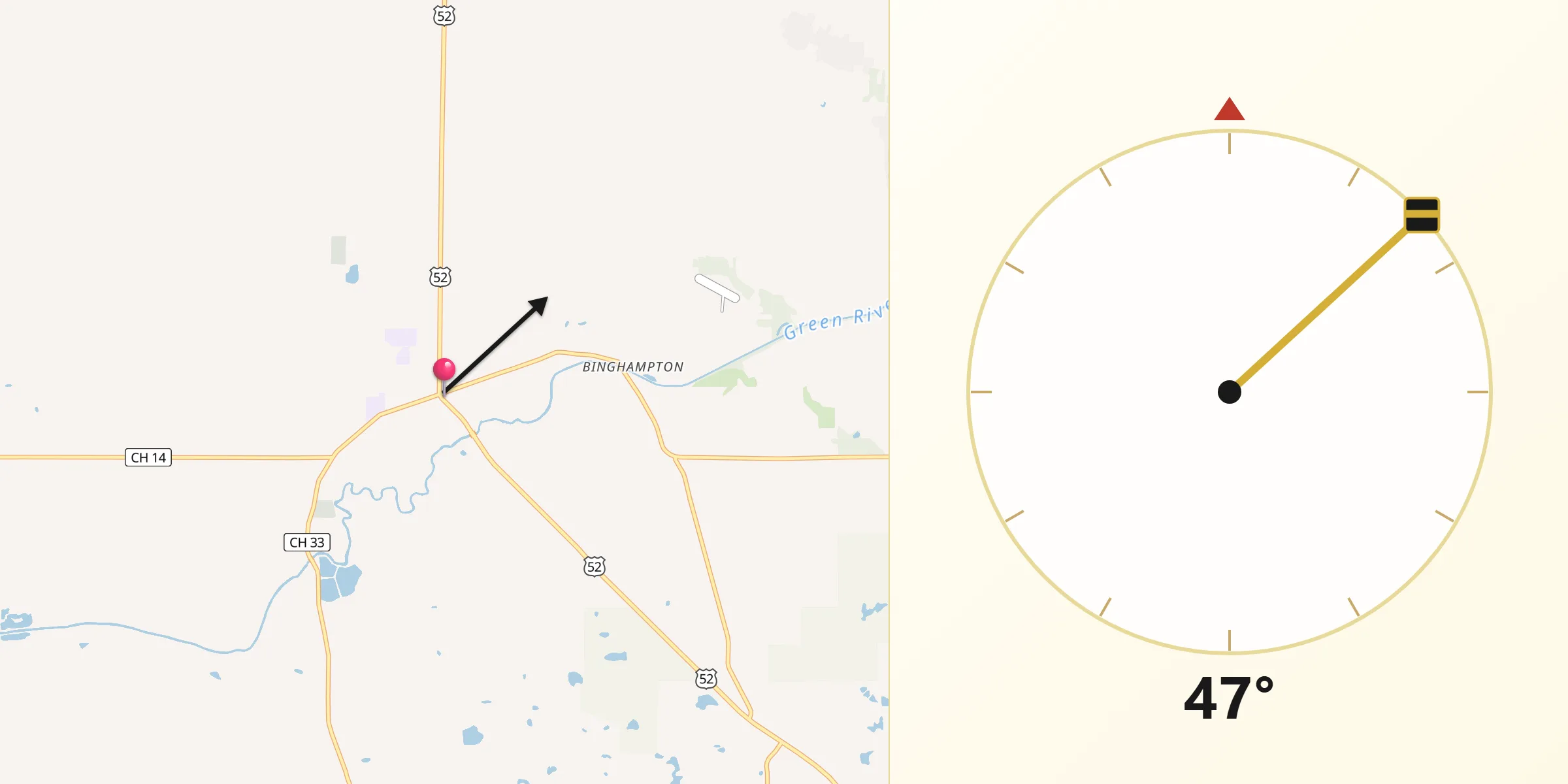 Qibla Direction from Amboy