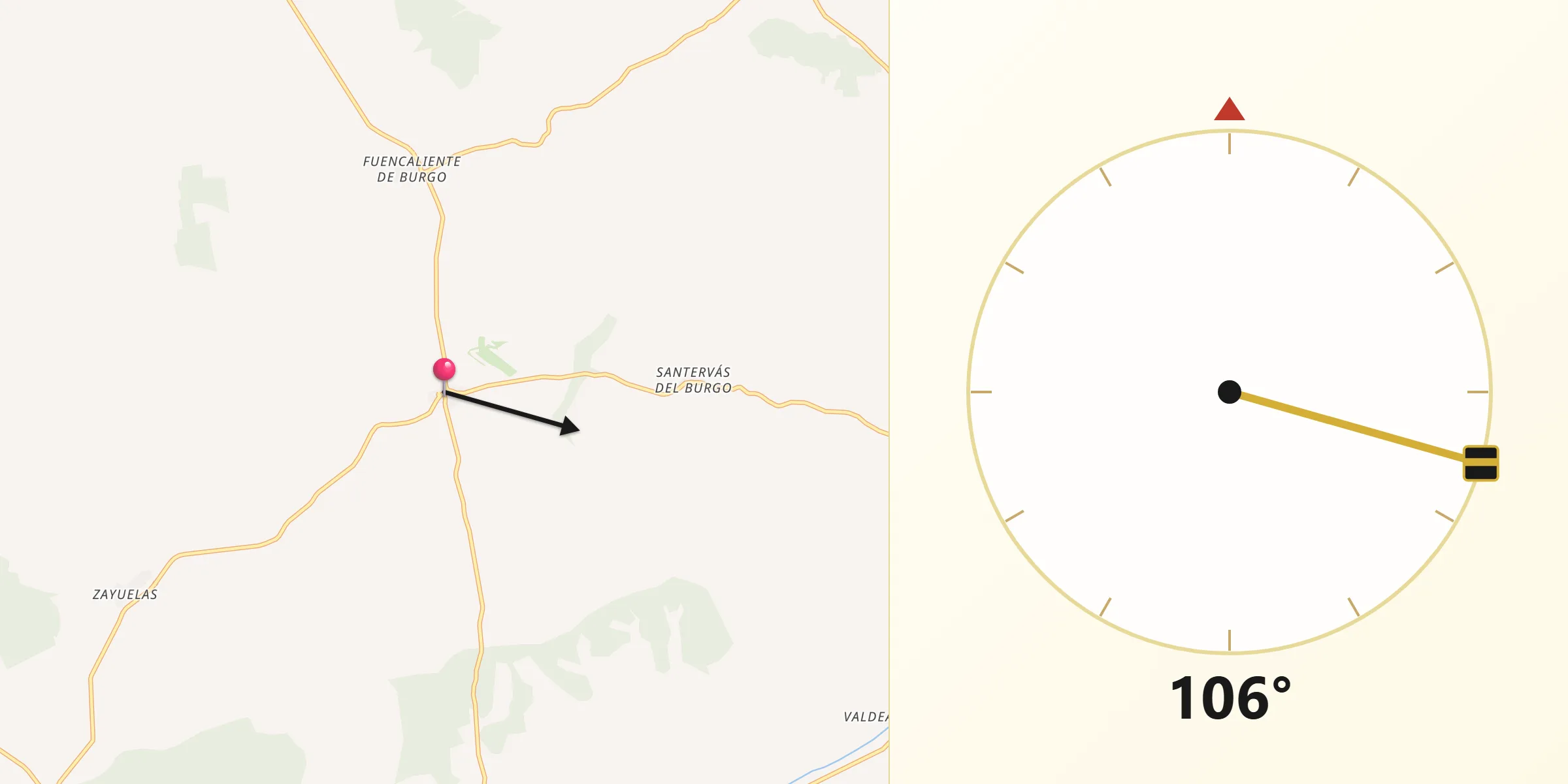 Dirección de la Qibla desde Fuentearmegil