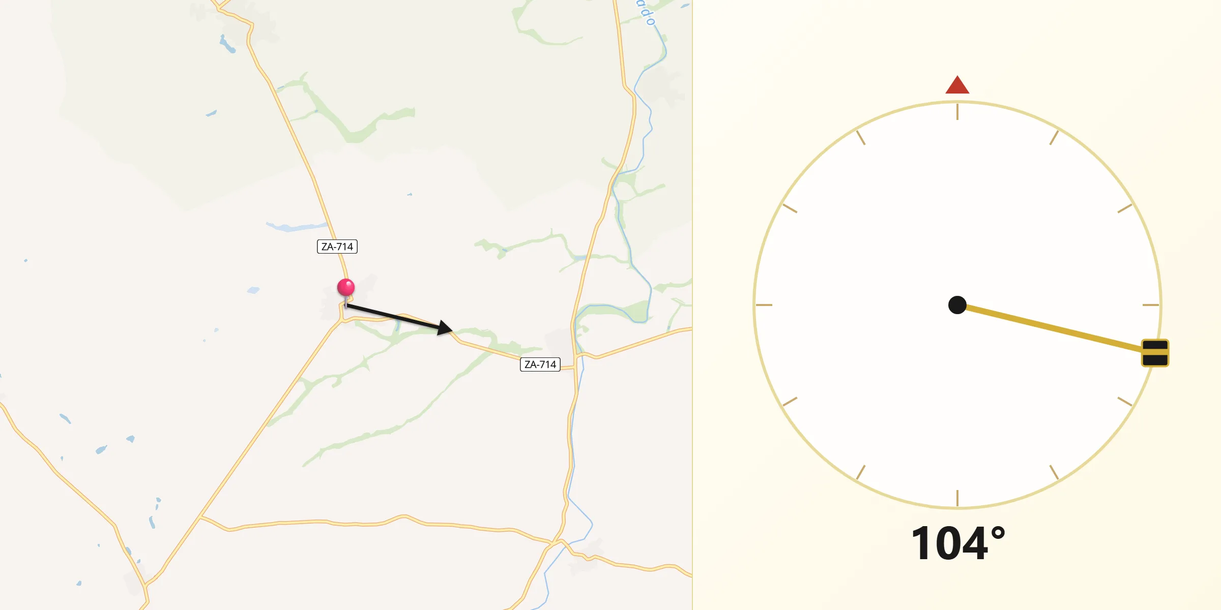 Dirección de la Qibla desde Pajares de la Lampreana