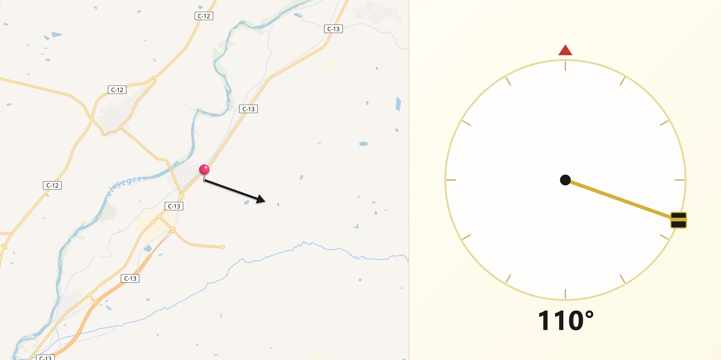 Dirección de la Qibla desde Térmens