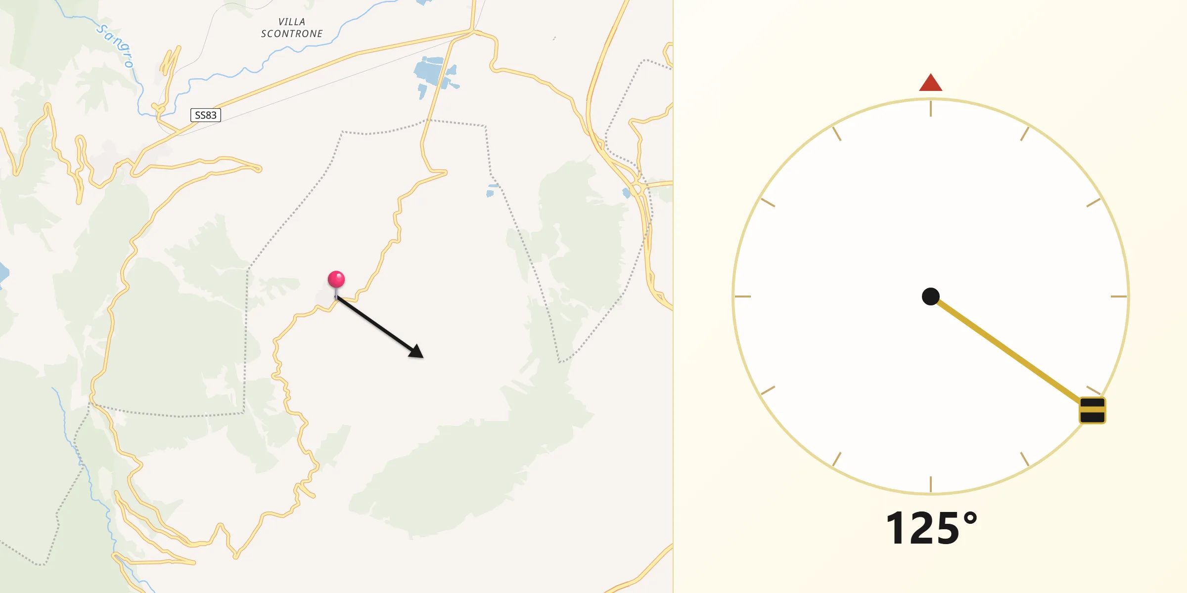 Direzione della Qibla da Montenero Val Cocchiara