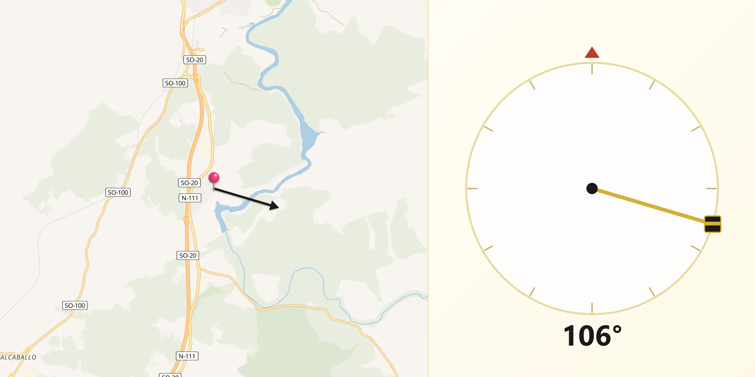 Dirección de la Qibla desde Rábanos Los