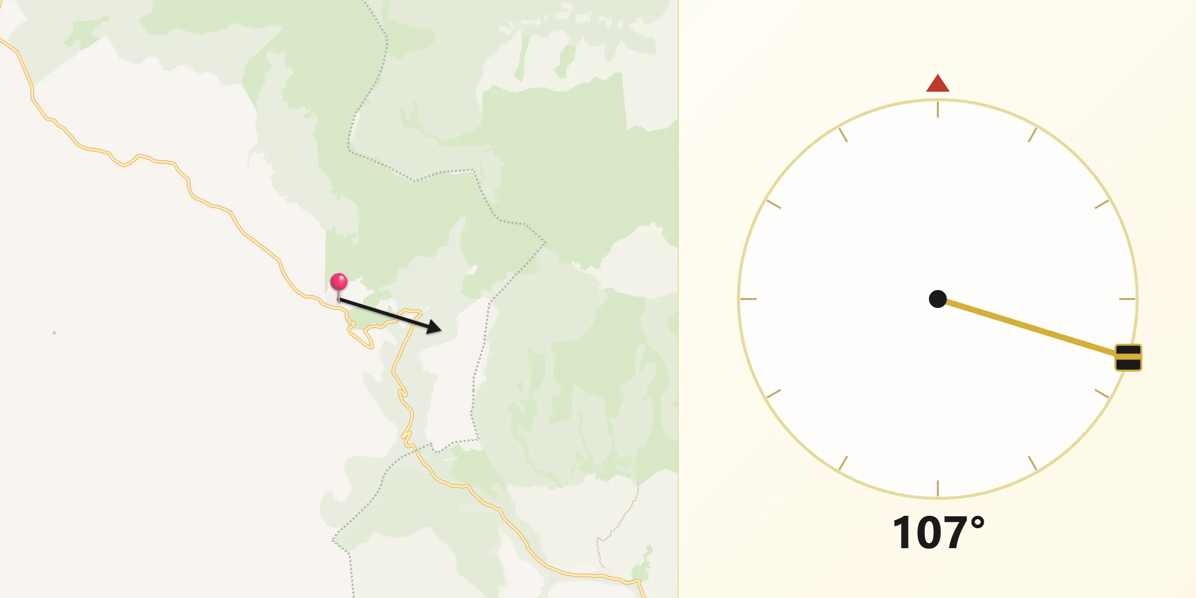 Dirección de la Qibla desde Beratón