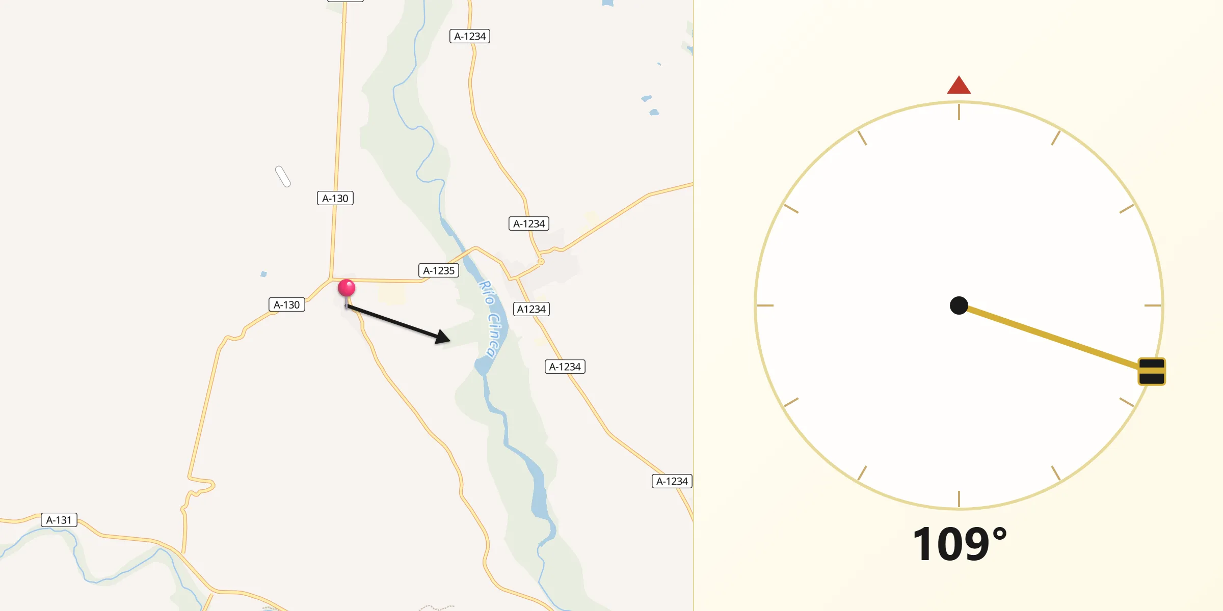 Dirección de la Qibla desde Alcolea de Cinca
