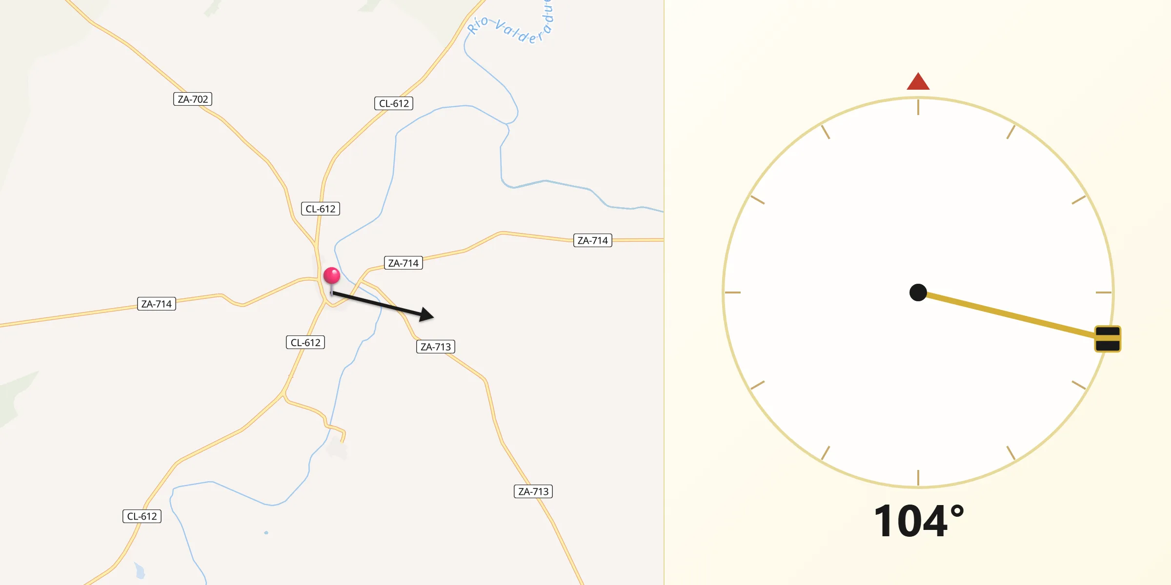 Dirección de la Qibla desde Castronuevo